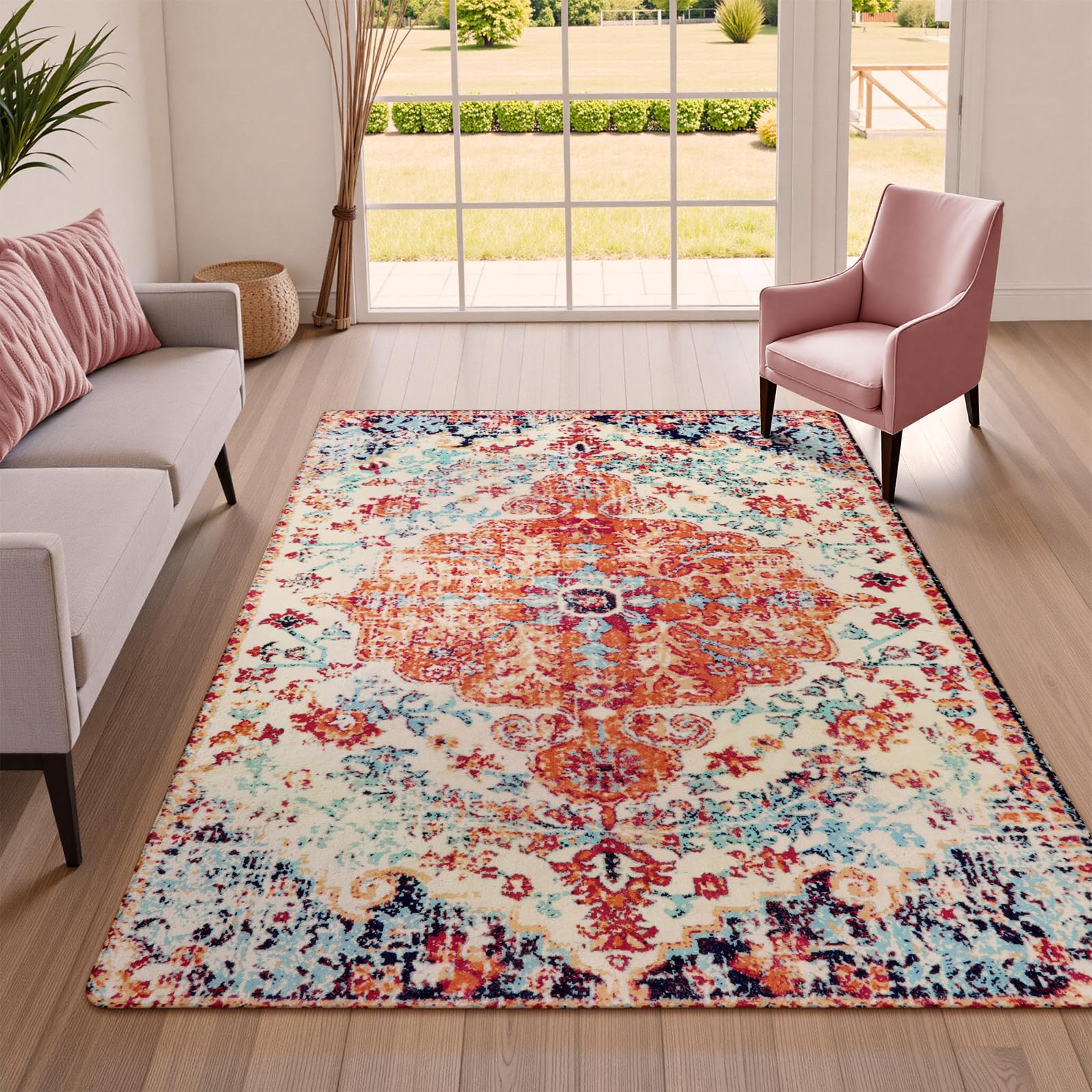 Floral Bohemian Medallion Area Rugs
