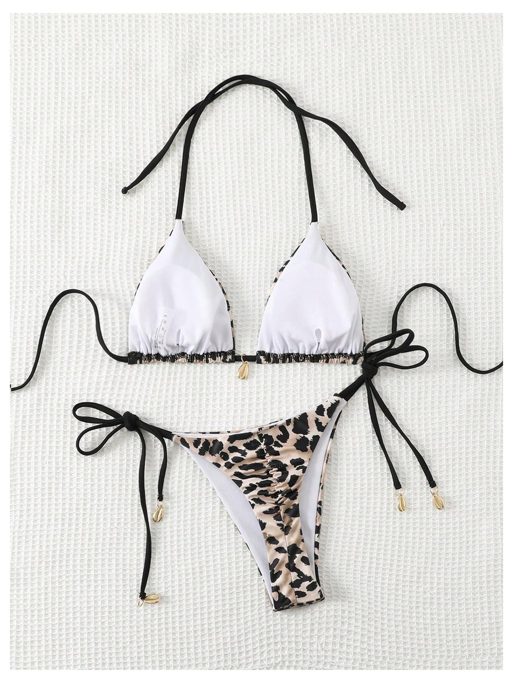 Women's 2 Piece Leopard Bikini Set Cheetah Thong Bikini Sexy String High Cut Bathing Suit Cheeky Triangle Swimsuit