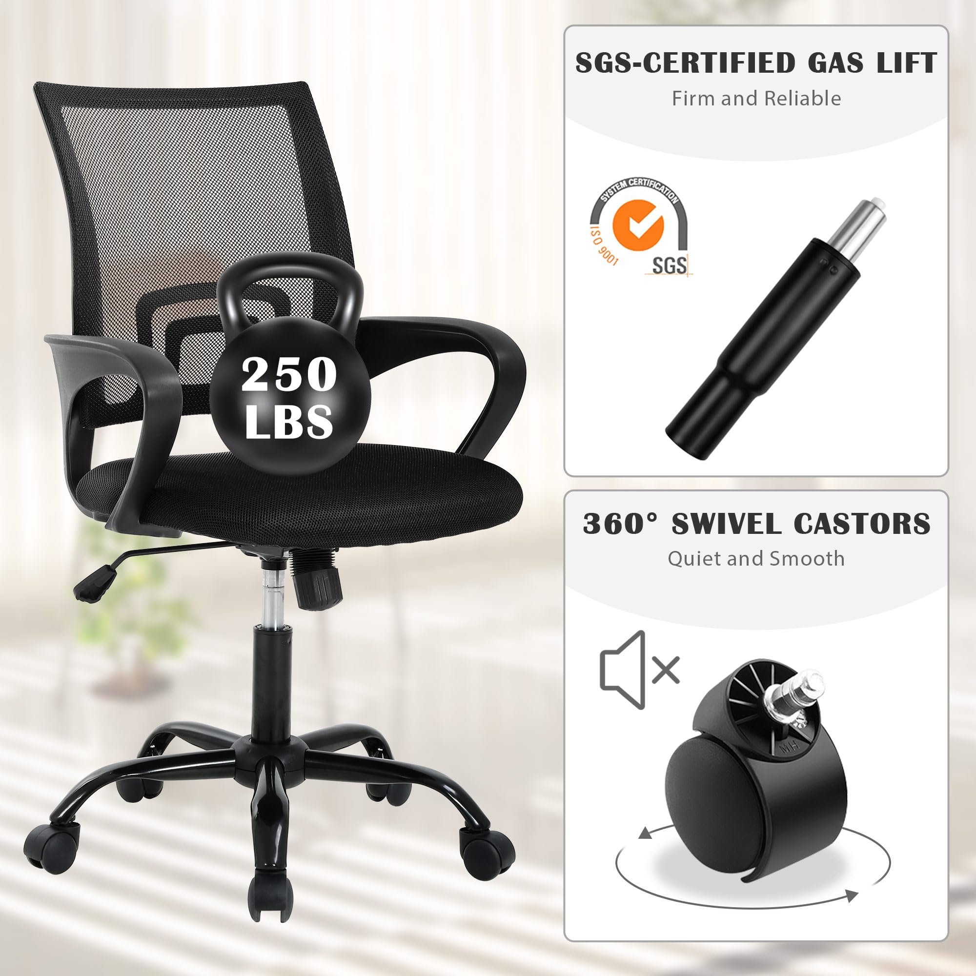 Comfortable Adjustable Mesh Office Chair with Lumbar Support