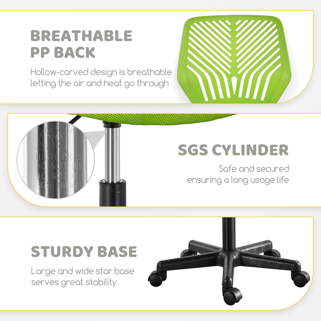 Cute Low-Back Armless Study w/Lumbar Support Adjustable Swivel Chair