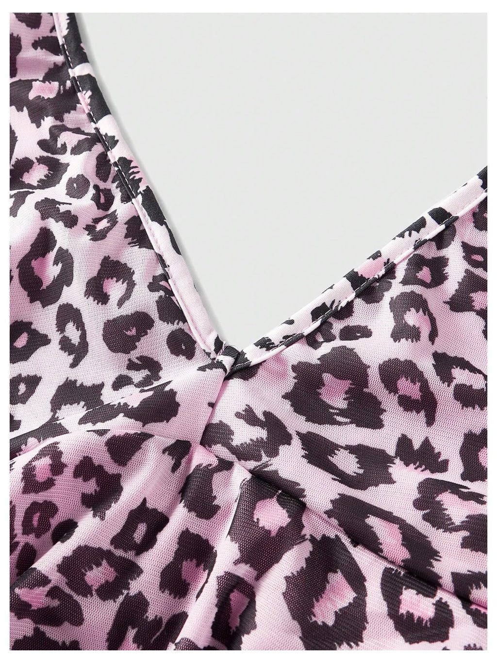 Women's Y2k Leopard Print Halter Dress Mesh Layered Ruffle Hem Animal Cheetah Dresses