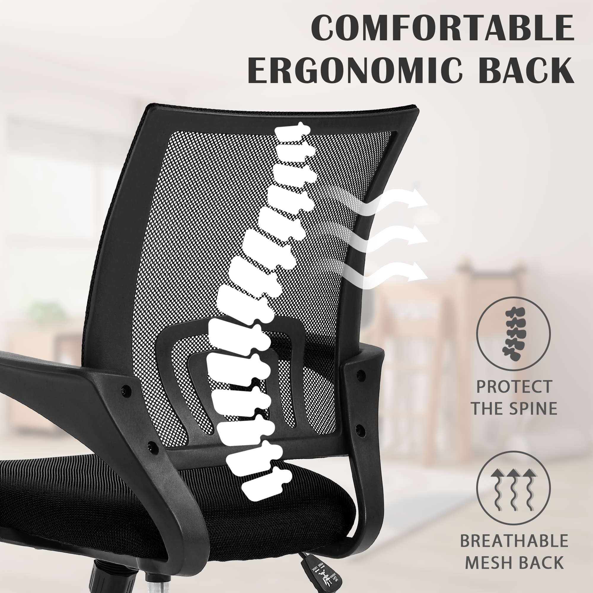 Comfortable Adjustable Mesh Office Chair with Lumbar Support