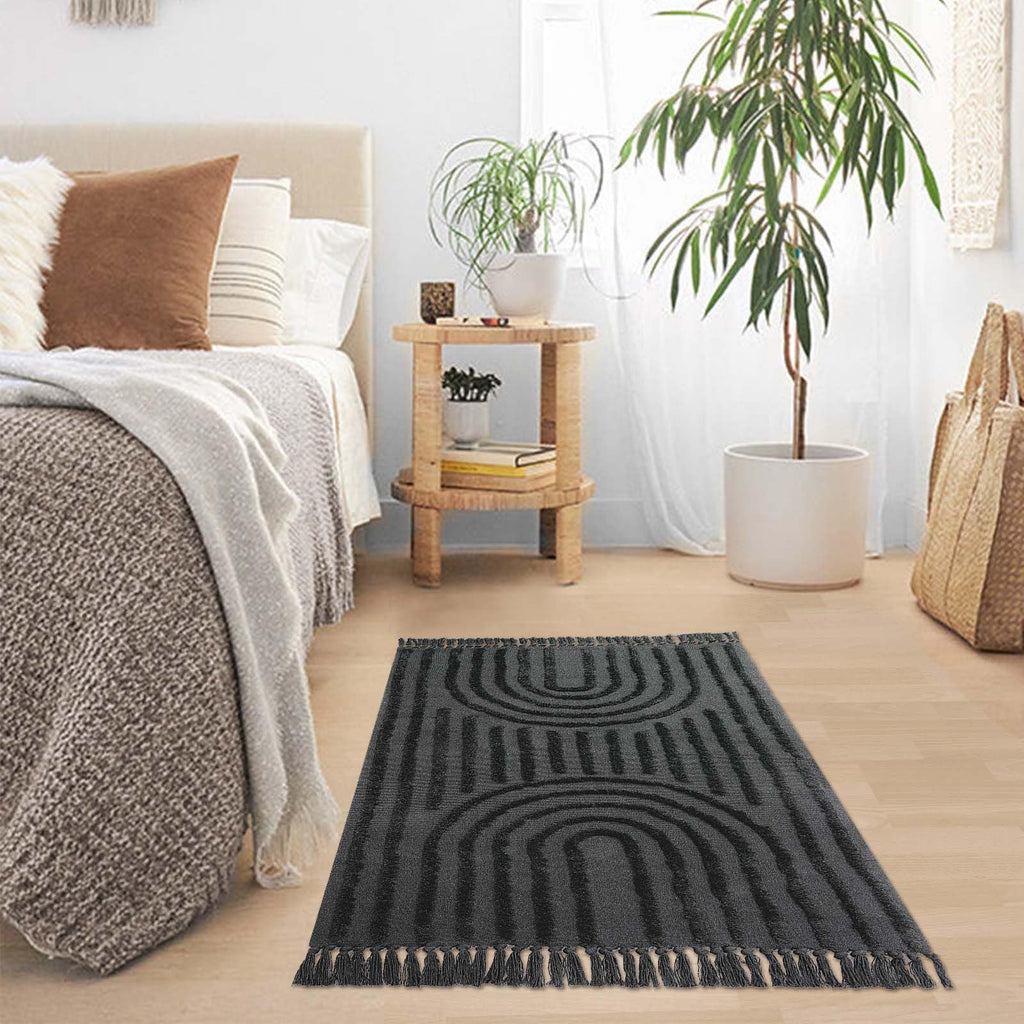 Washable Kitchen Runner Rug - Hand-Woven Bathroom Runner Rug with Tassels, Terracotta Entryway Runner Rug, Tufted Rainbow Bedroom Rug Runner, Hallway Rug for Laundry/Living Room