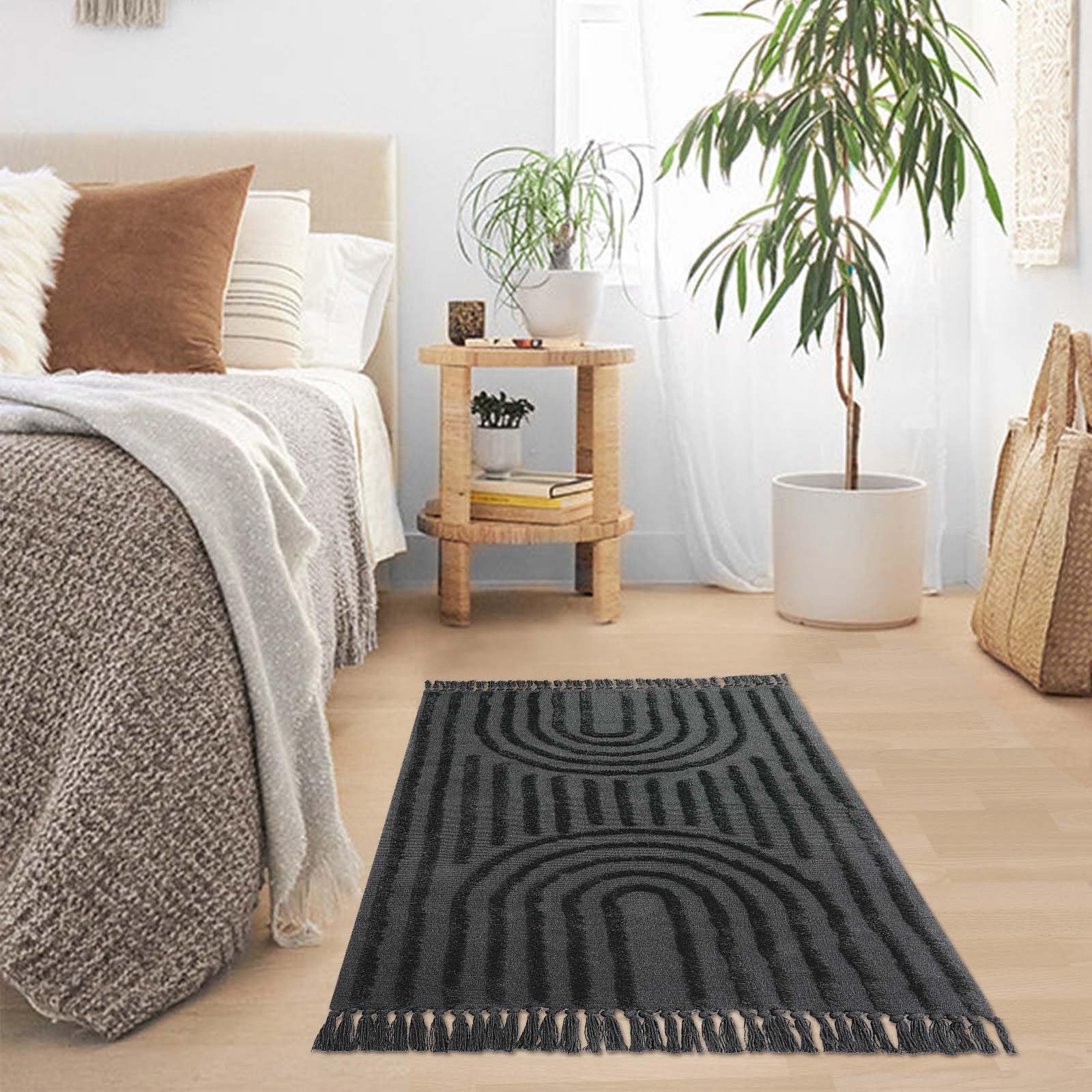 Washable Kitchen Runner Rug - Hand-Woven Bathroom Runner Rug with Tassels, Terracotta Entryway Runner Rug, Tufted Rainbow Bedroom Rug Runner, Hallway Rug for Laundry/Living Room