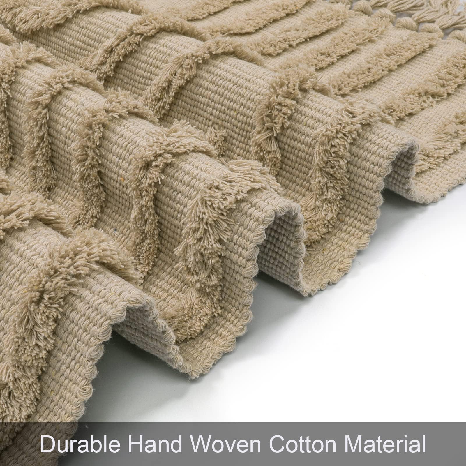 Washable Kitchen Runner Rug - Hand-Woven Bathroom Runner Rug with Tassels, Terracotta Entryway Runner Rug, Tufted Rainbow Bedroom Rug Runner, Hallway Rug for Laundry/Living Room