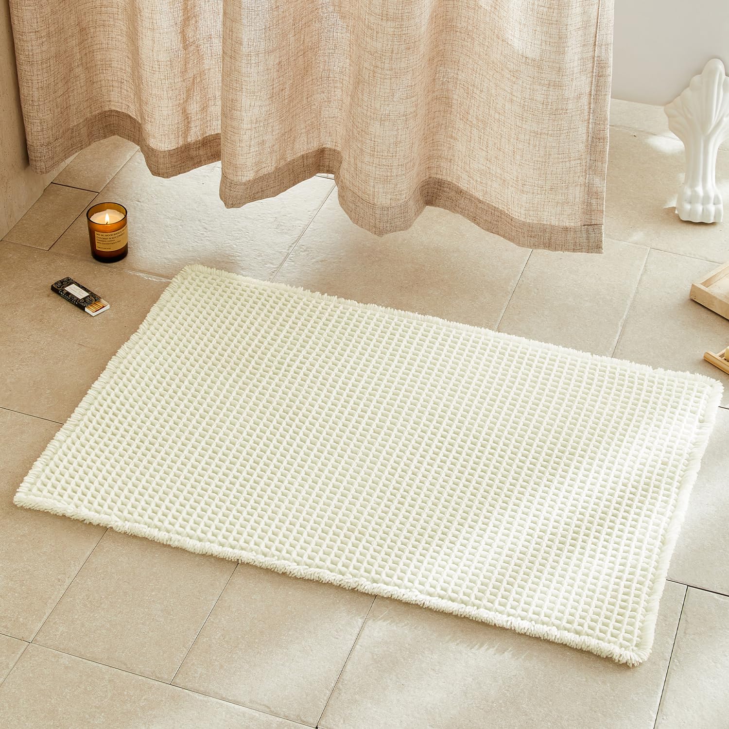 Waffle Bath Mat Non Slip Washable Quick Dry Cute Bath Mat