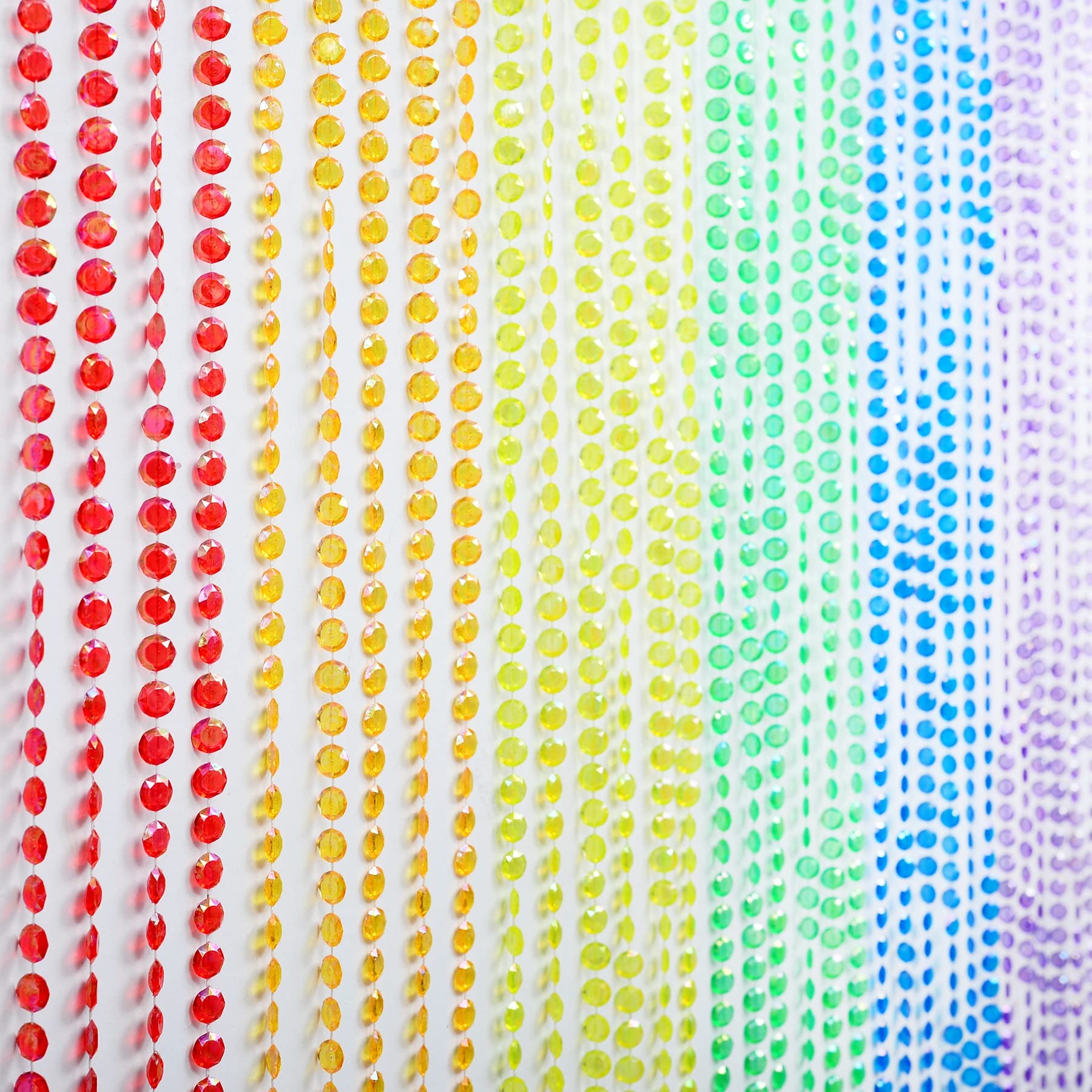 Strands Iridescent Crystal Beaded Curtain for Doorway Room Divider Party Bedroom Decorations, Diamond Cut Bead Curtain, 34 PCS 3FT X 9FT