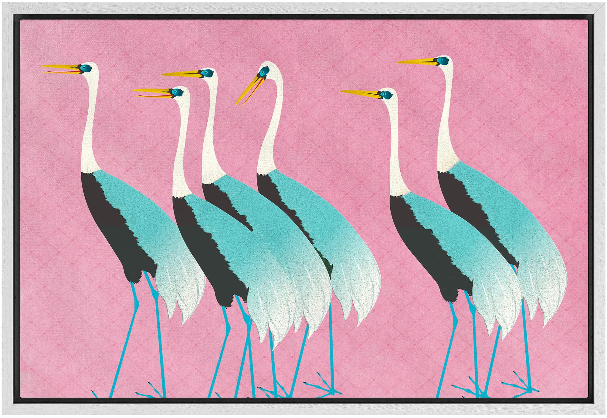 Framed Multicolored Disco Ball Canvas Print â€?Preppy Wall Art for Living Room, Bedroom, or Office