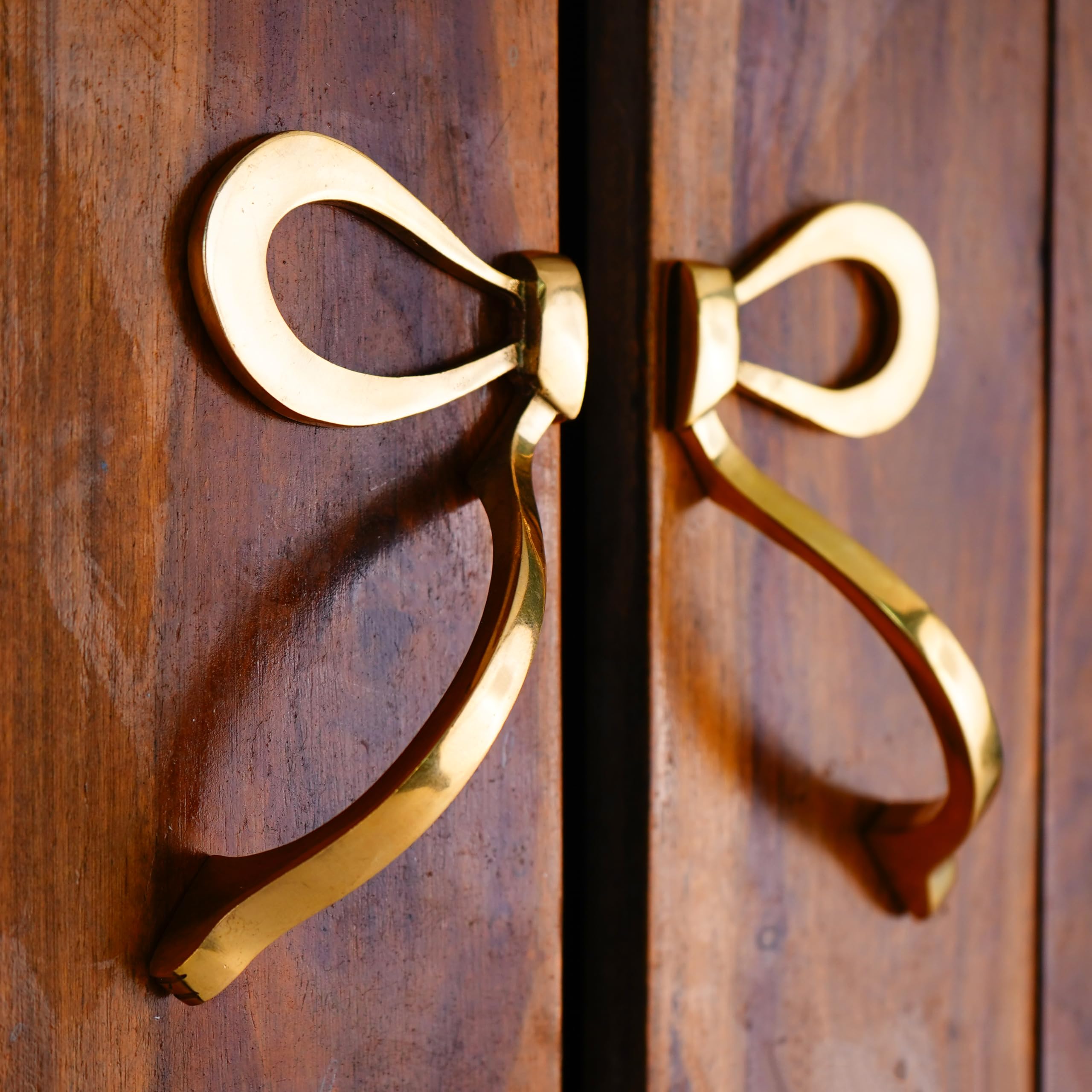 Vintage Gold Door Pulls Shelf 1 Pair Antique Brass Cabinet and Drawers Bow Decorative Door Handles