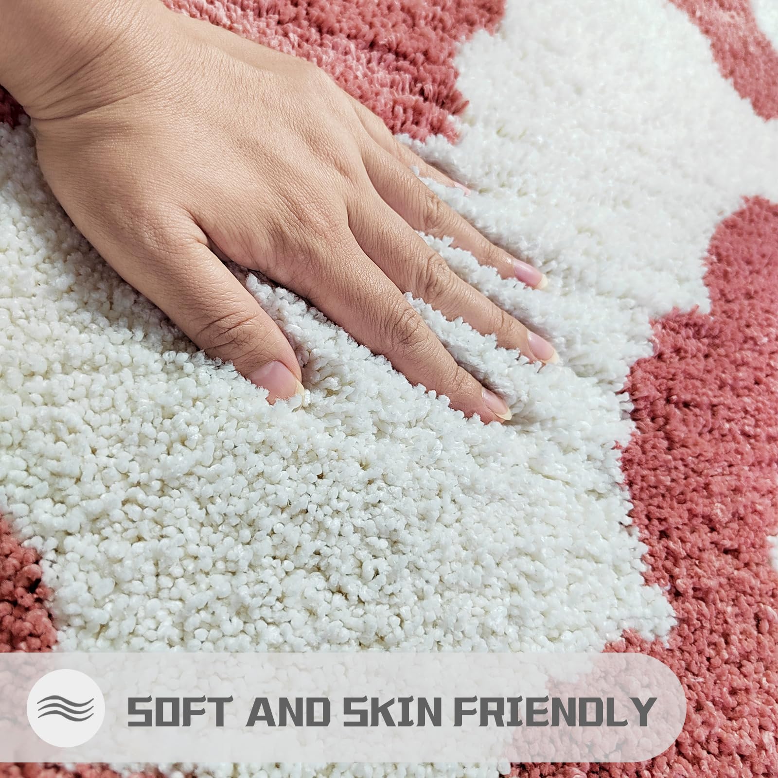 Cute Bath Mat for Bathroom Soft Super Absorbent Non Slip TPR Backing, Quick Drying, Machine Washable Bath