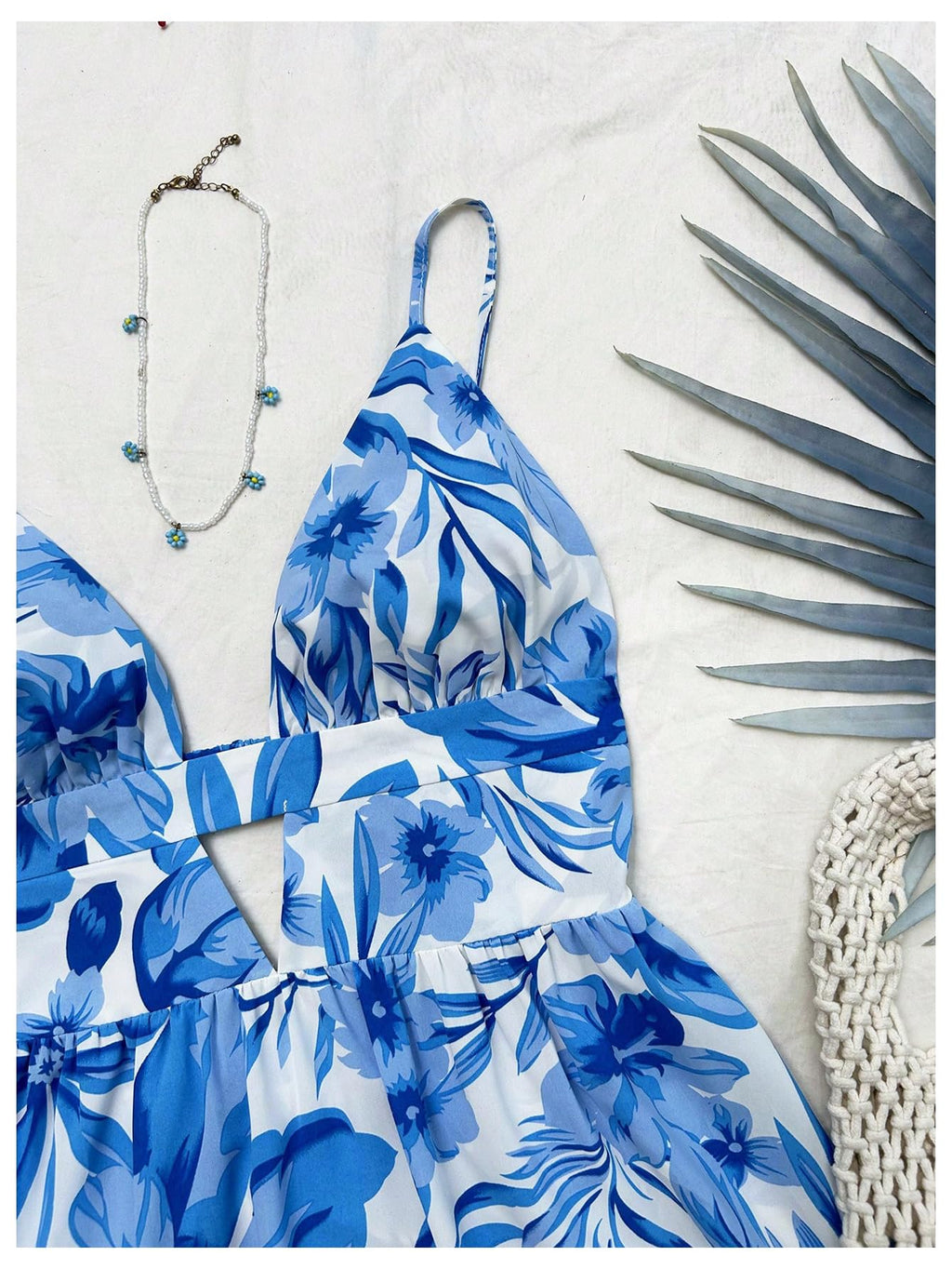 Women's Sleeveless Butterfly Print Cut Out V Neck Tiered Mini Cami Dresses