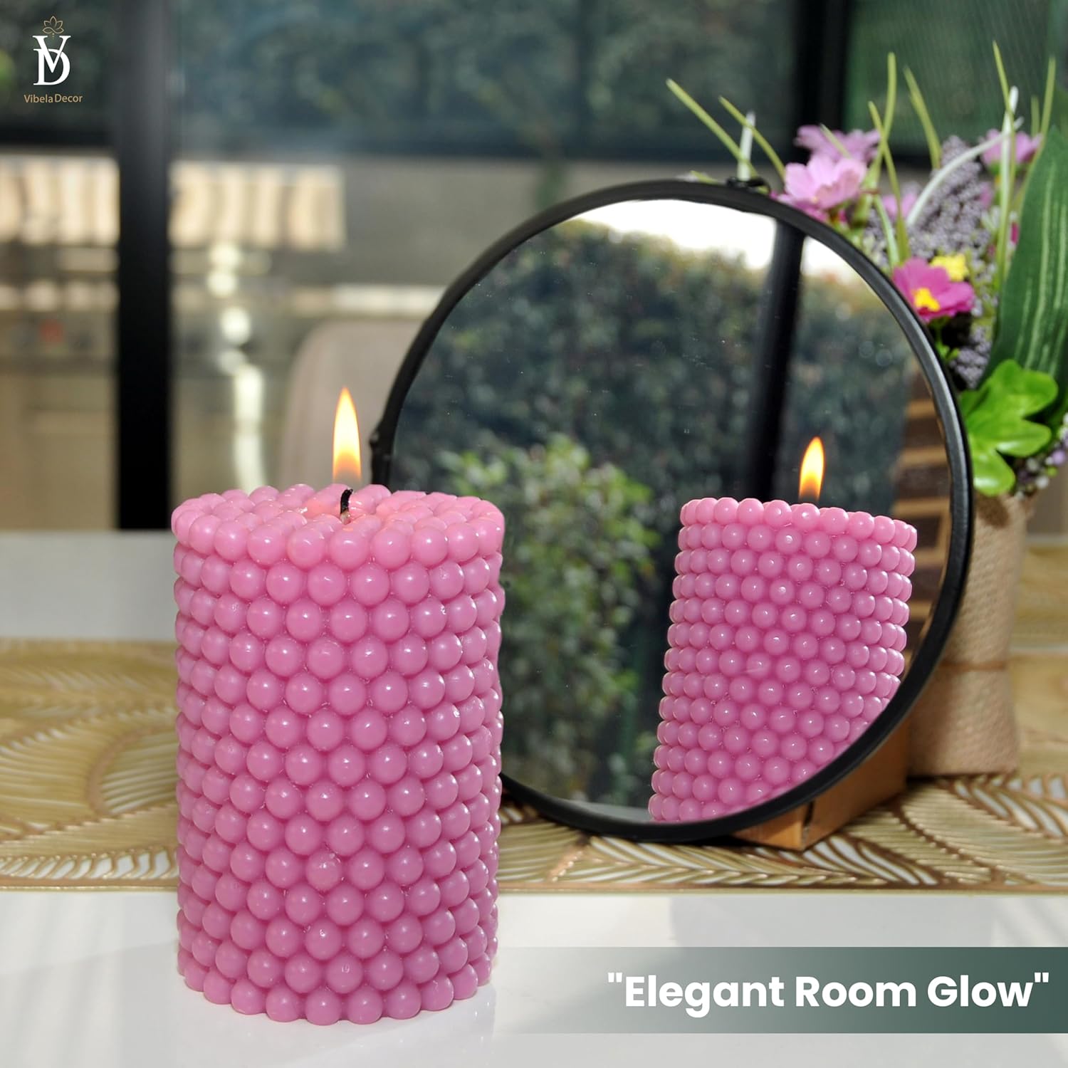 Bubble Candles, Pink Pillar Candles, Pink Candle, Aesthetic Candle, Peppy Decor, Bubble Decor, Unique Home Decor Aesthetic