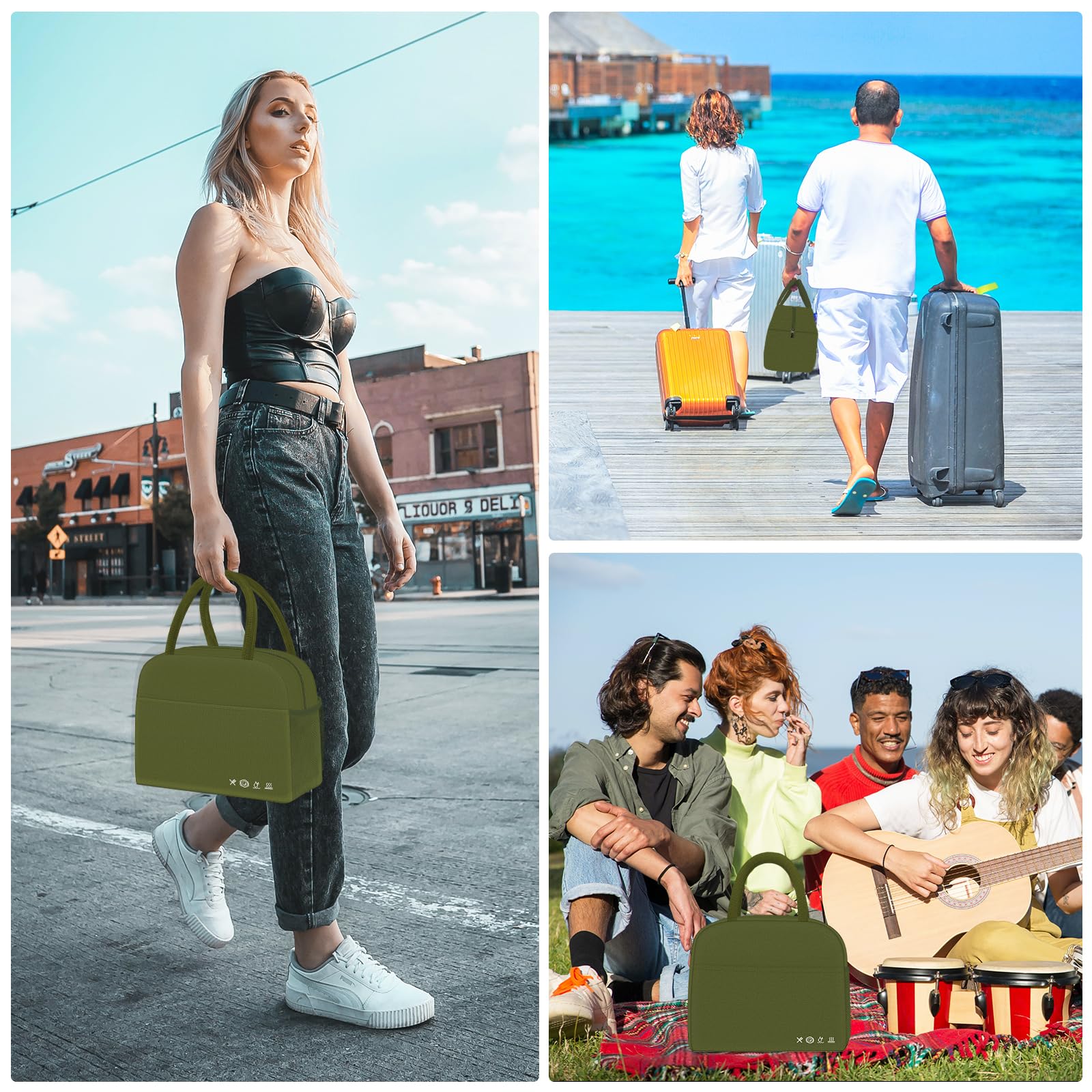 Reusable Insulated Lunch Tote Bag,Leakproof Food Handbags Case High Capacity