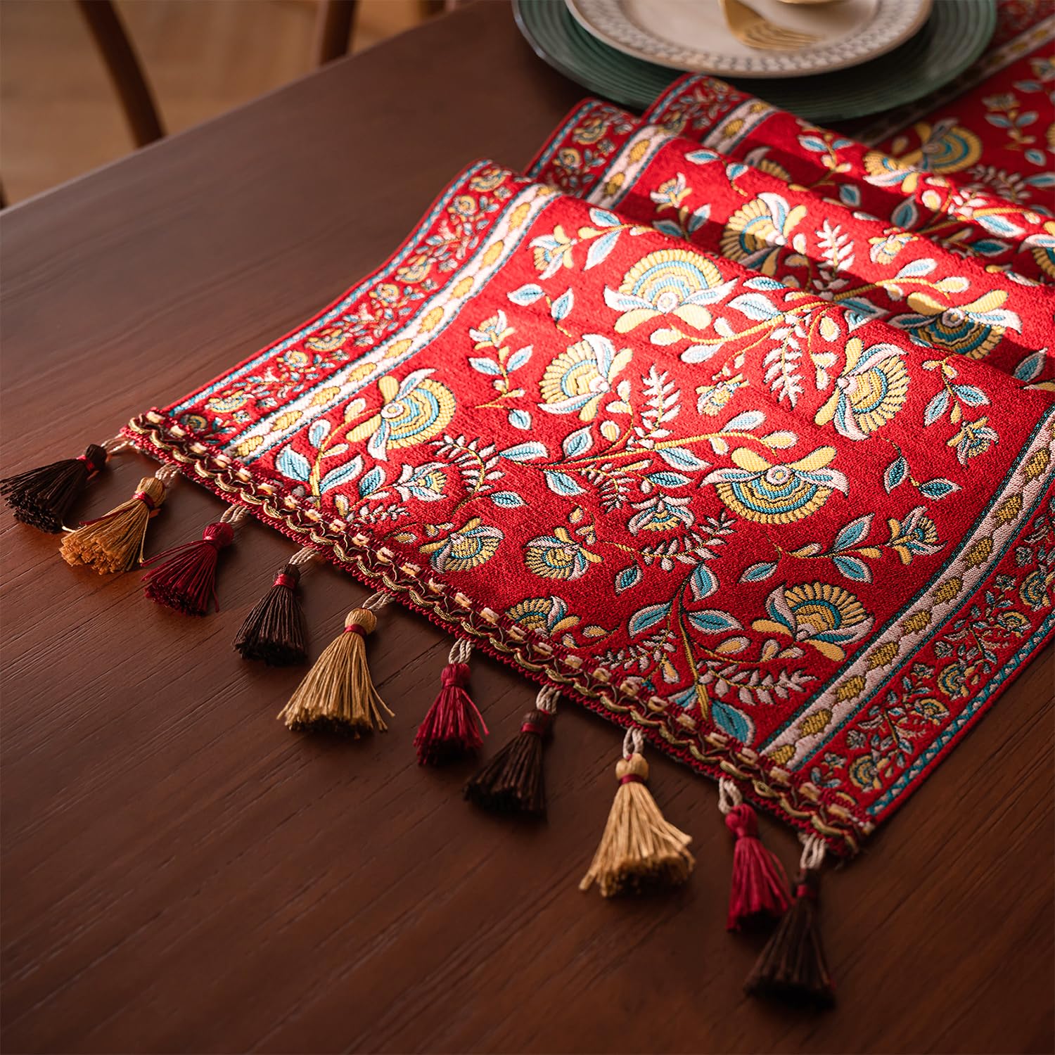 Retro-Luxury Tassels Table Runner Series for Kitchen Dining Table