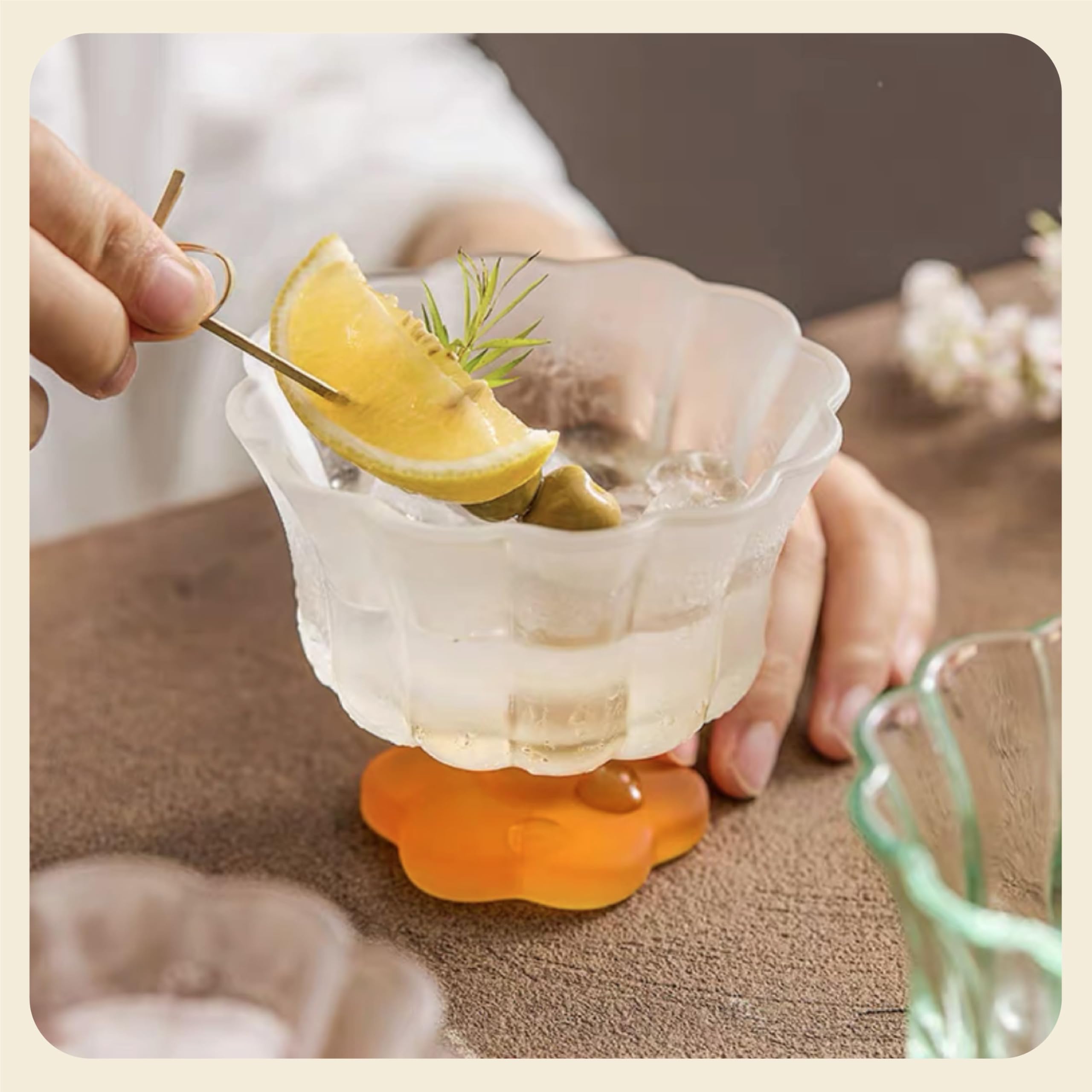 Matte Gradient Finish Glass Dessert Bowl with Heavy Base, 240ml (8.1oz)