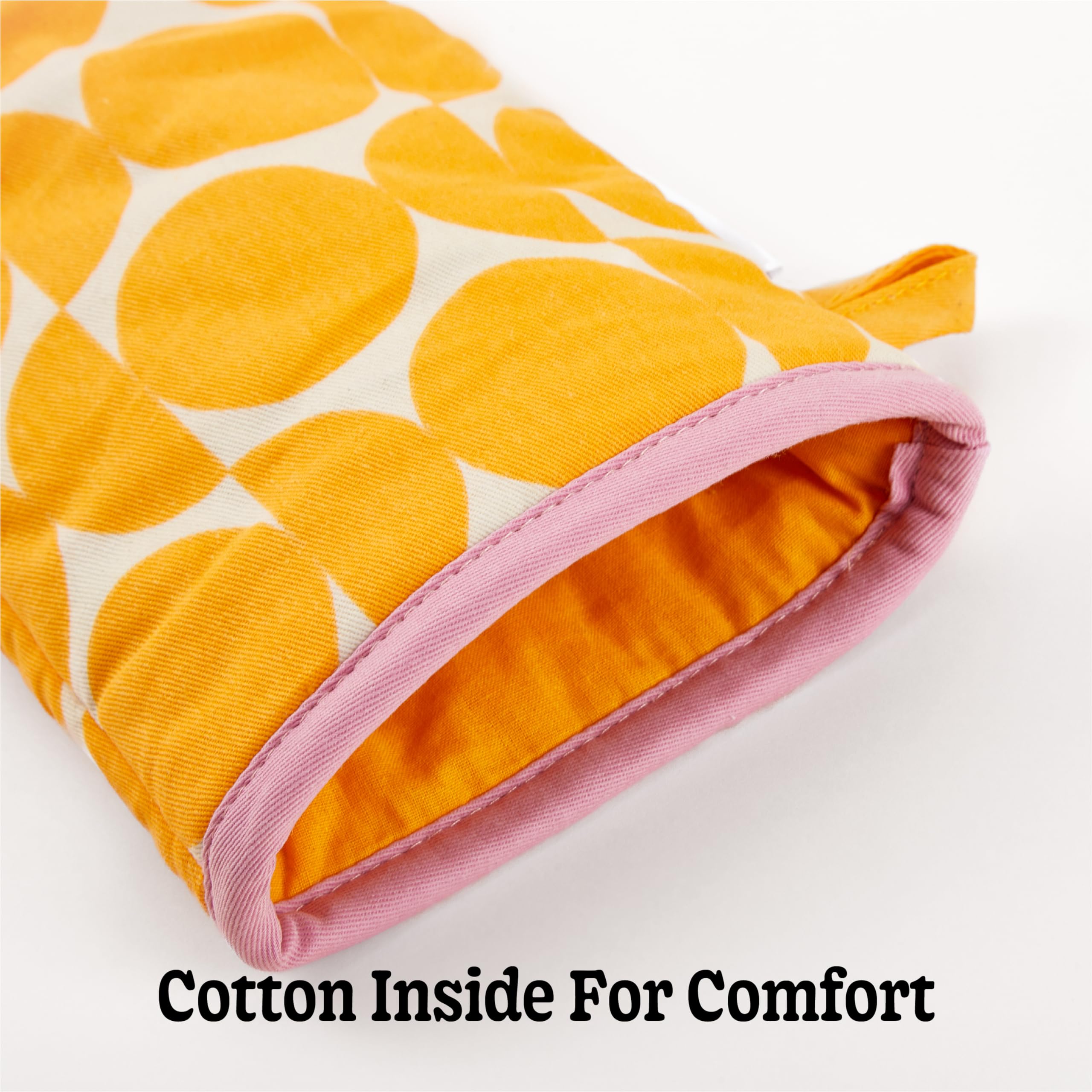 Modern and Cute Cotton Kitchen Mittens with Non-Slip Silicone Grips and Hanging Loops