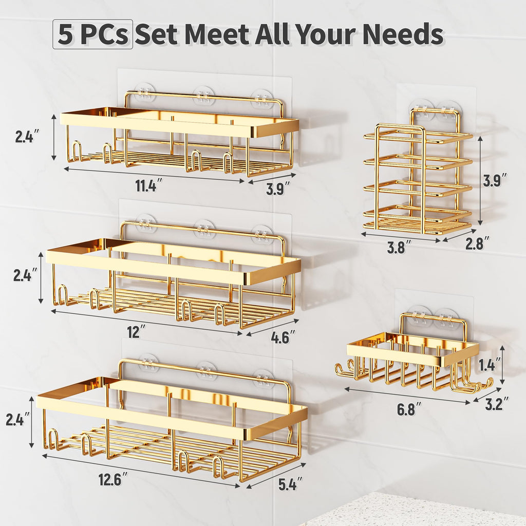 Shower Caddy Organizer Rack Shelf for Inside Shower, Adhesive Bathroom Wall Storage Basket Rustproof Stainless Steel