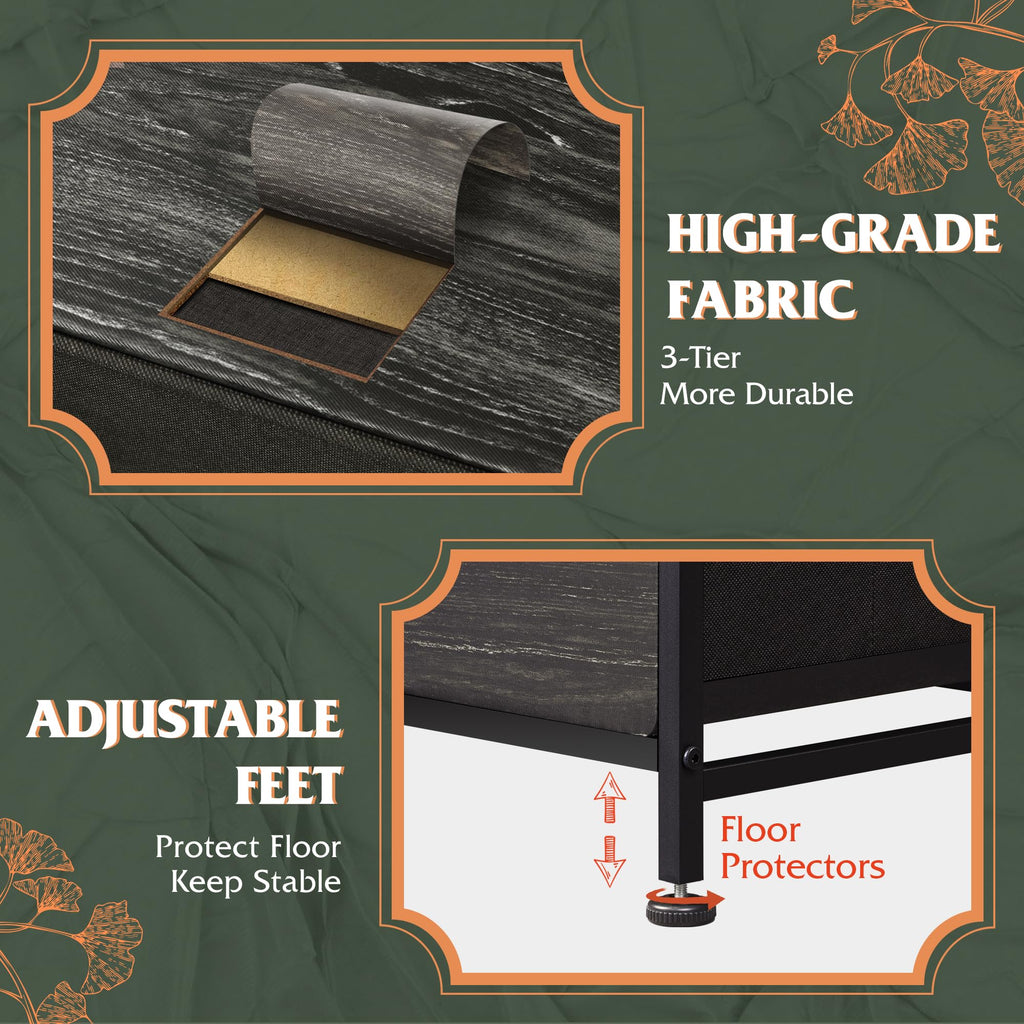 Drawer Fabric 9 Dresser â€?Tall Storage Tower with Bins, Steel Frame, and Wood Top