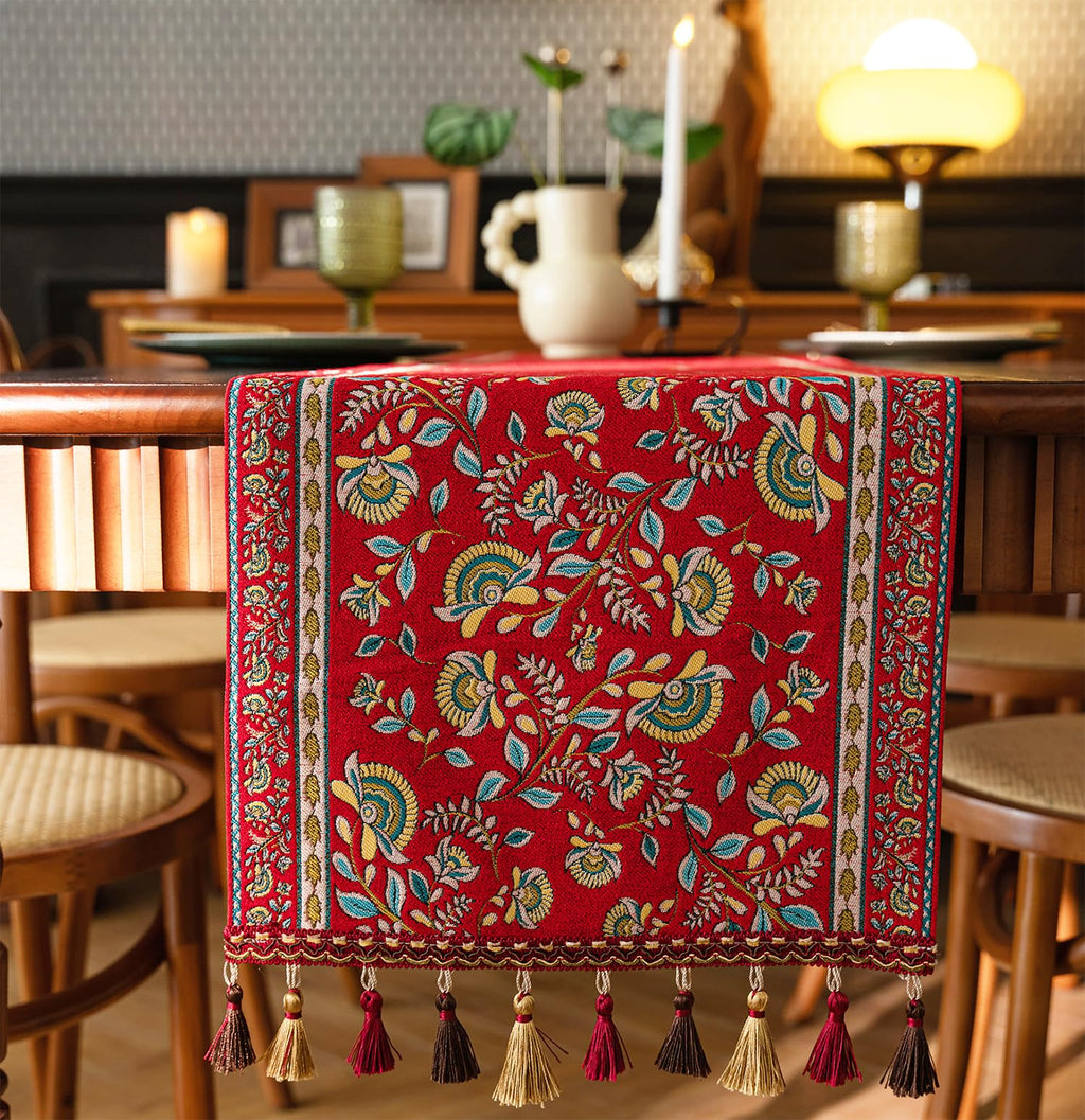Retro-Luxury Tassels Table Runner Series for Kitchen Dining Table
