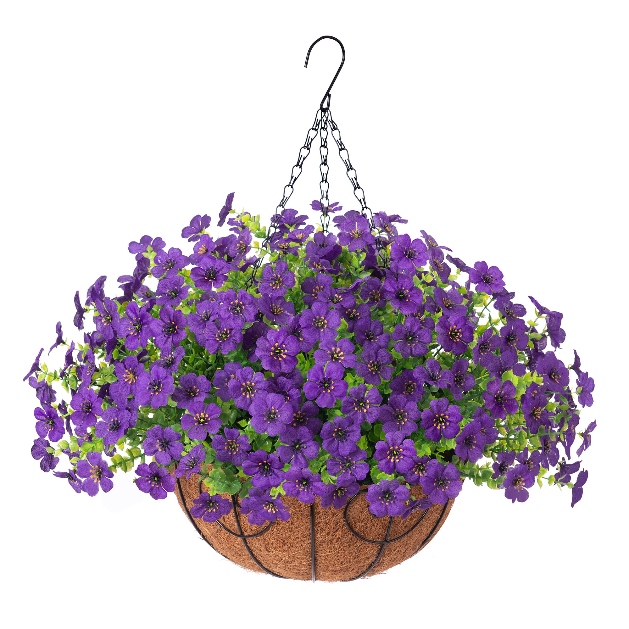 Fake Silk Colorful Daisy Eucalyptus in 12" Metal Coconut Lining Flowerpot