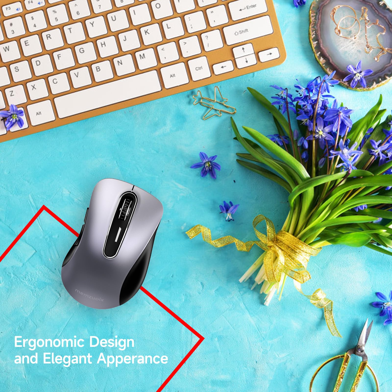 Portable Computer Wireless Mouse for Laptop, PC, Desktop, MacBook, 5 Buttons