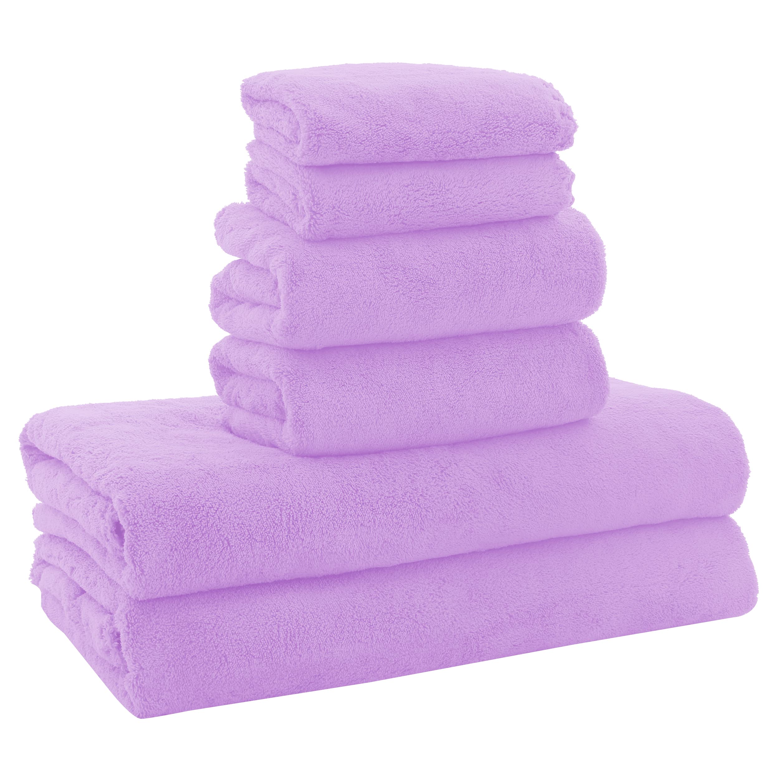 Ultra Soft Towel Set - Quick Drying - 2 Bath Towels 2 Hand Towels 2 Washcloths - Microfiber Coral Velvet Highly Absorbent Towel (6 Pcs)