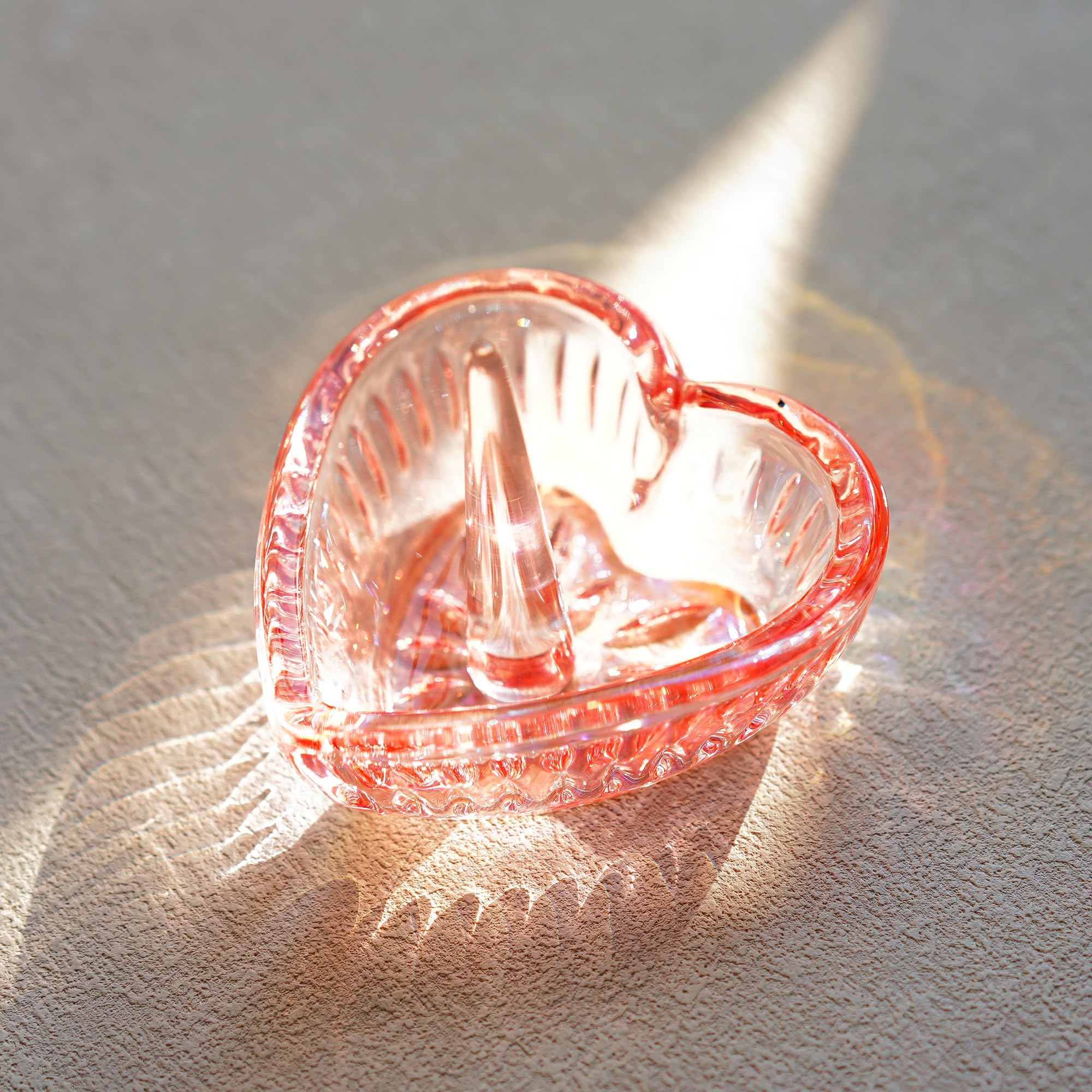 Glass Ring Holder Dish, Crystal Glass Heart Shaped Ring Holder