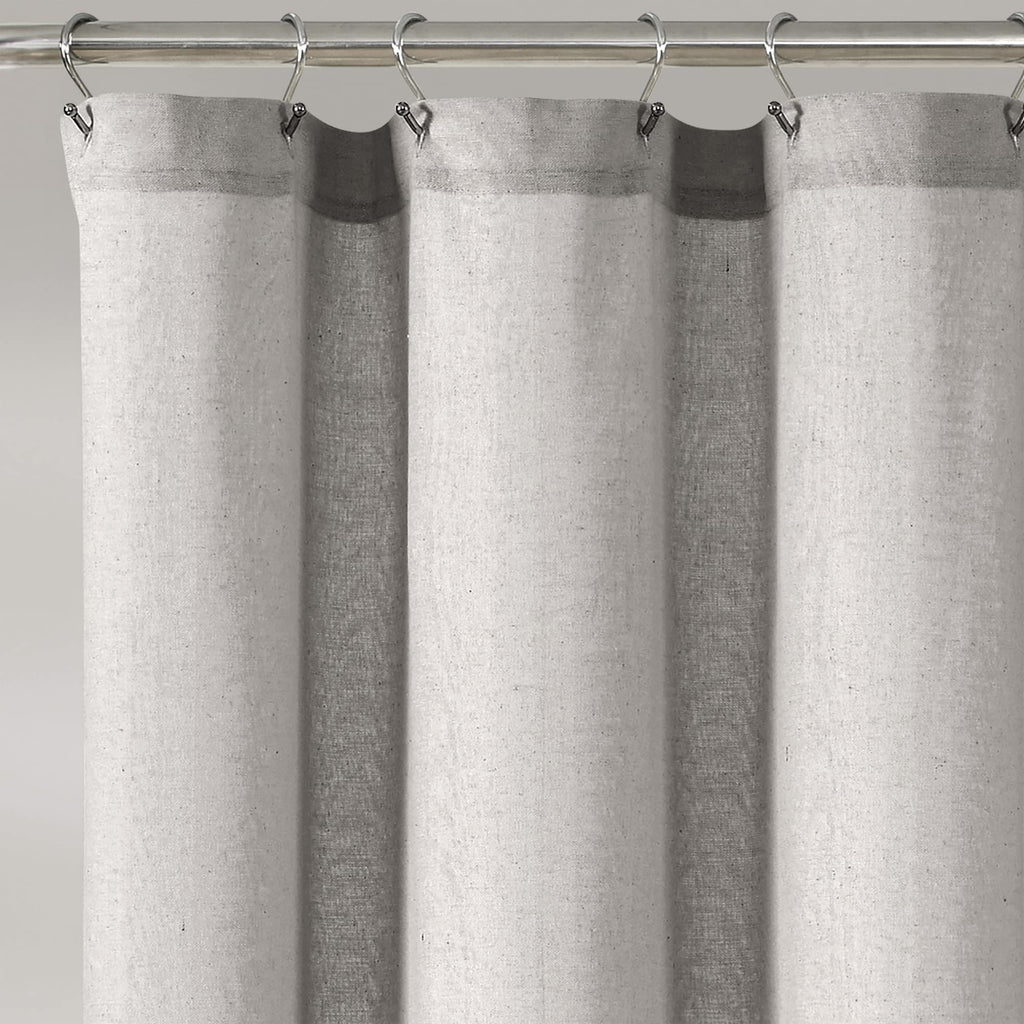 Lush Decor Linen Button Shower Curtain, 72" W x 72" L, Fabric Shower Curtains