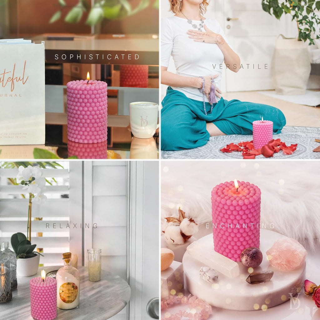 Bubble Candles, Pink Pillar Candles, Pink Candle, Aesthetic Candle, Peppy Decor, Bubble Decor, Unique Home Decor Aesthetic