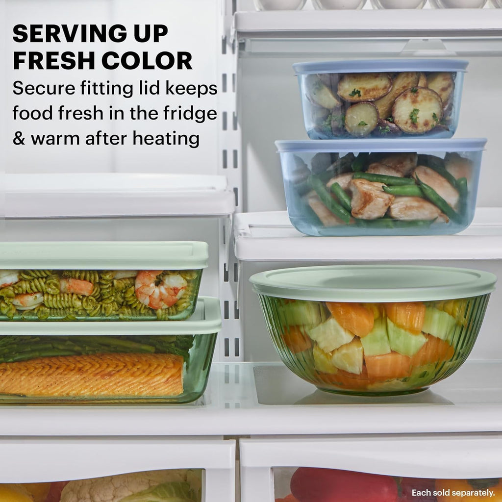 Pyrex Year Of Color Sculpted Tinted Glass Mixing Bowls Set With Lids