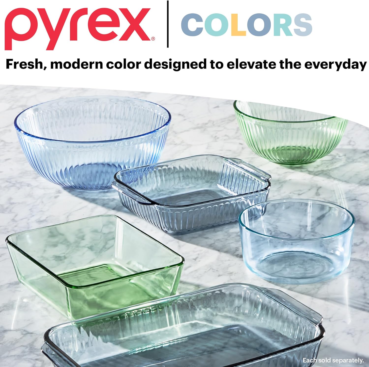 Pyrex Year Of Color Sculpted Tinted Glass Mixing Bowls Set With Lids