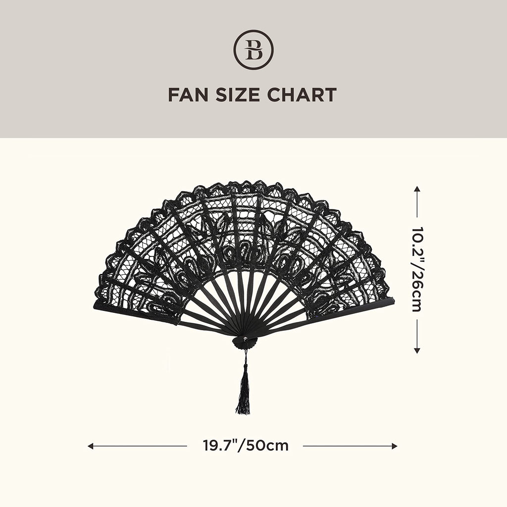 Cotton Lace Folding Handheld Fan Embroidered Hand Fan with Bamboo Staves