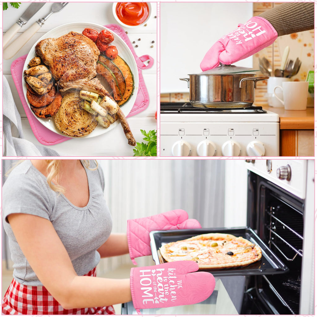 The Heart of The Home Heat Resistant Hot Pad Machine Washable Gloves with Hanging Loop Pocket
