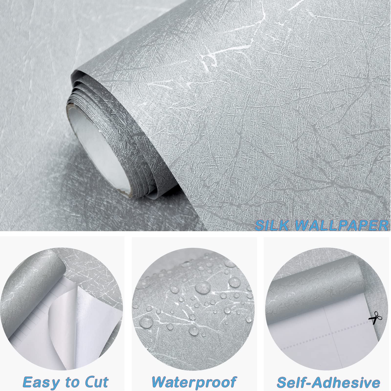 Silk Peel and Stick Contact Paper Textured Self Adhesive Removable Wall Sticker m Waterproof