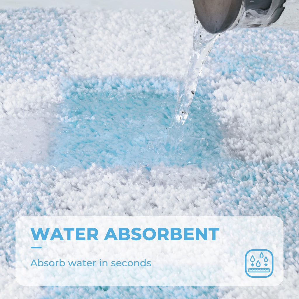 Checkered Bathroom Rugs, Fluffy Rug, Absorbent Microfiber Ultra Soft Bath Mat Washable, Non-Slip Bath Mats for Bathroom, Cute Floor Mat