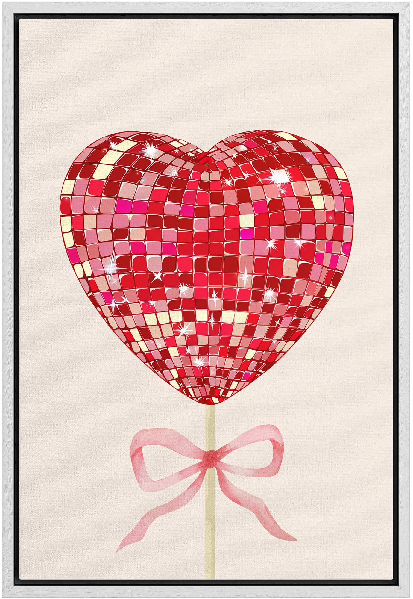 Framed Multicolored Disco Ball Canvas Print â€?Preppy Wall Art for Living Room, Bedroom, or Office