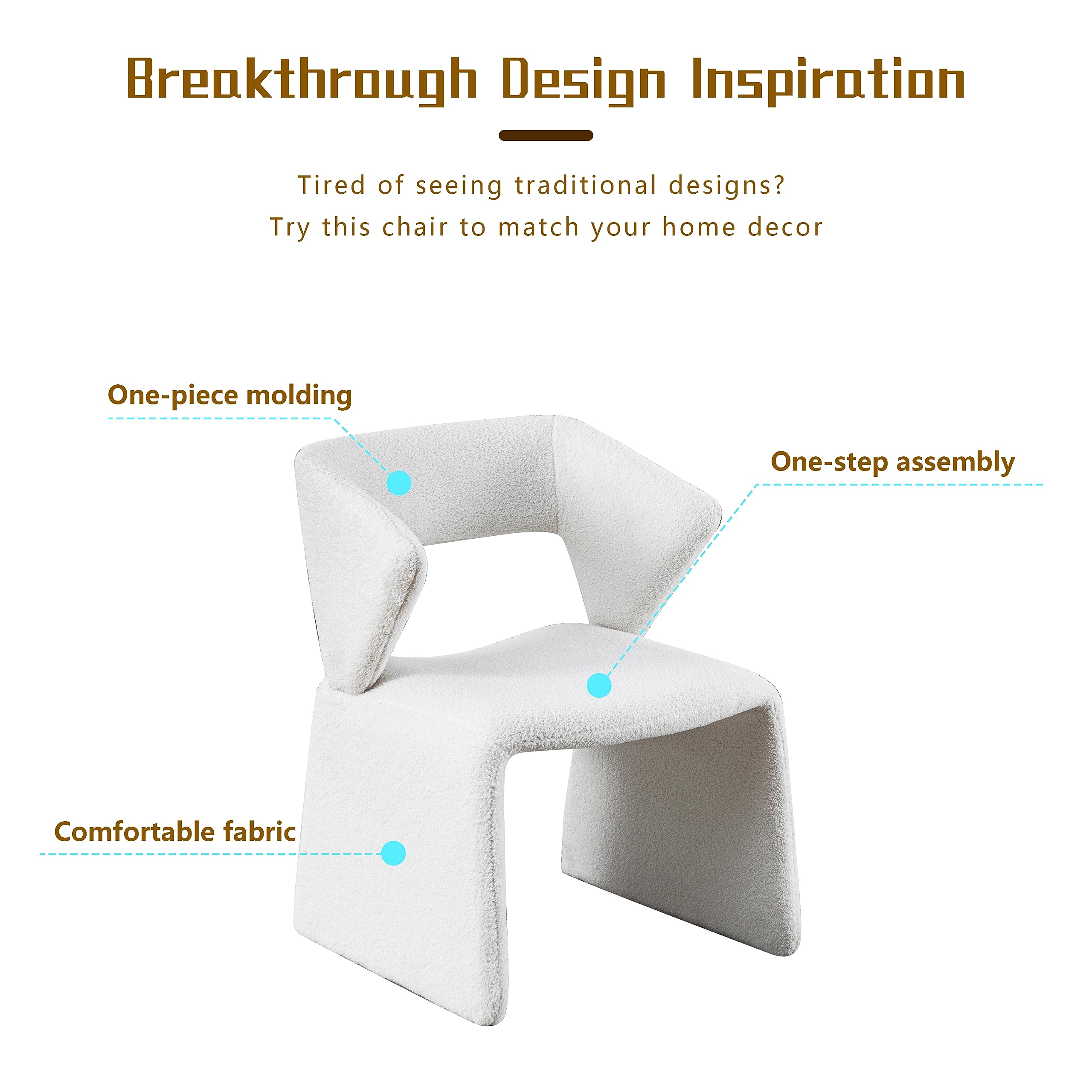 Modern Bouclé Sherpa Accent Chair â€?Comfy Tufted Lamb Fabric Armed Leisure Chair for Reading, Bedroom, Office, and Living Room