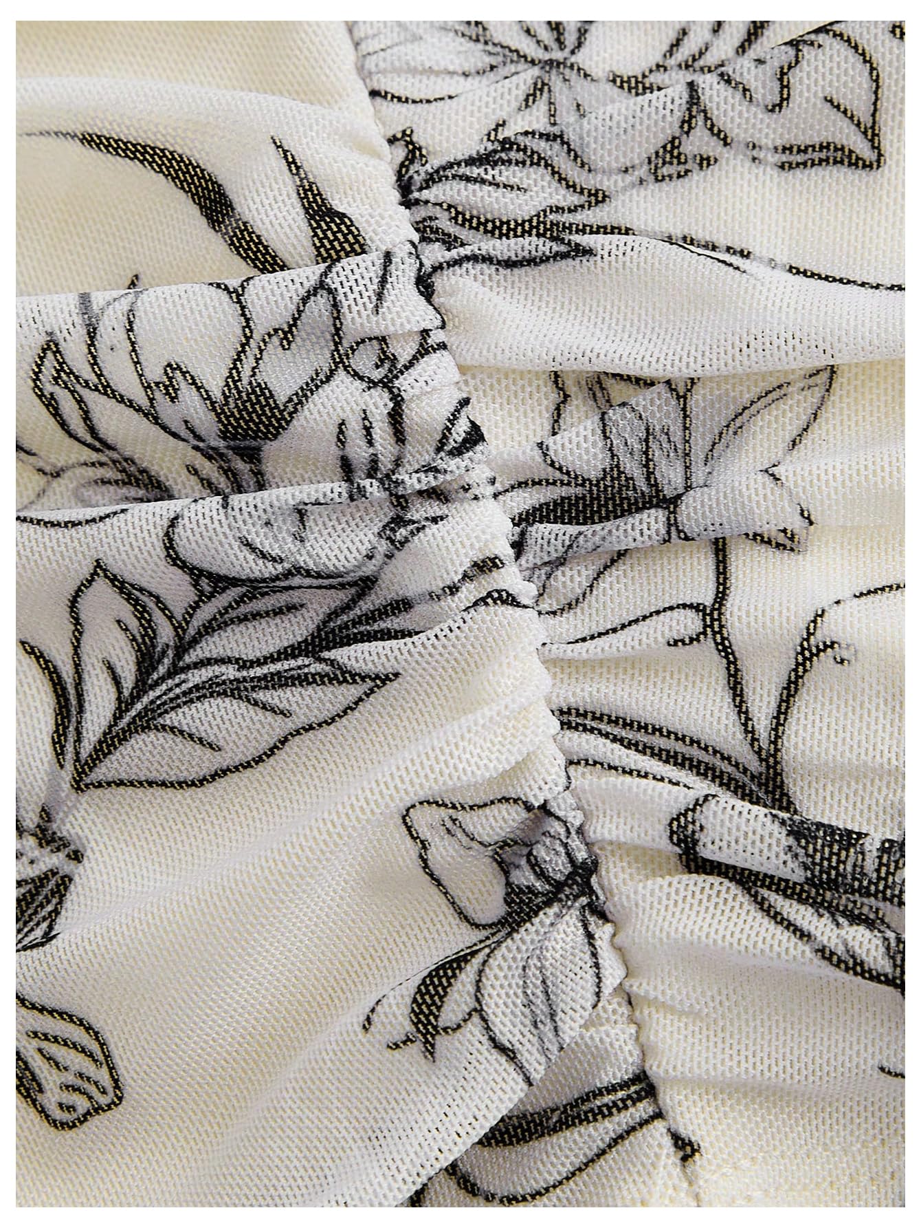 Women's 2 Piece Outfits Mesh Floral Print Strapless Cropped Tube Tops Bodycon Midi Skirt Set