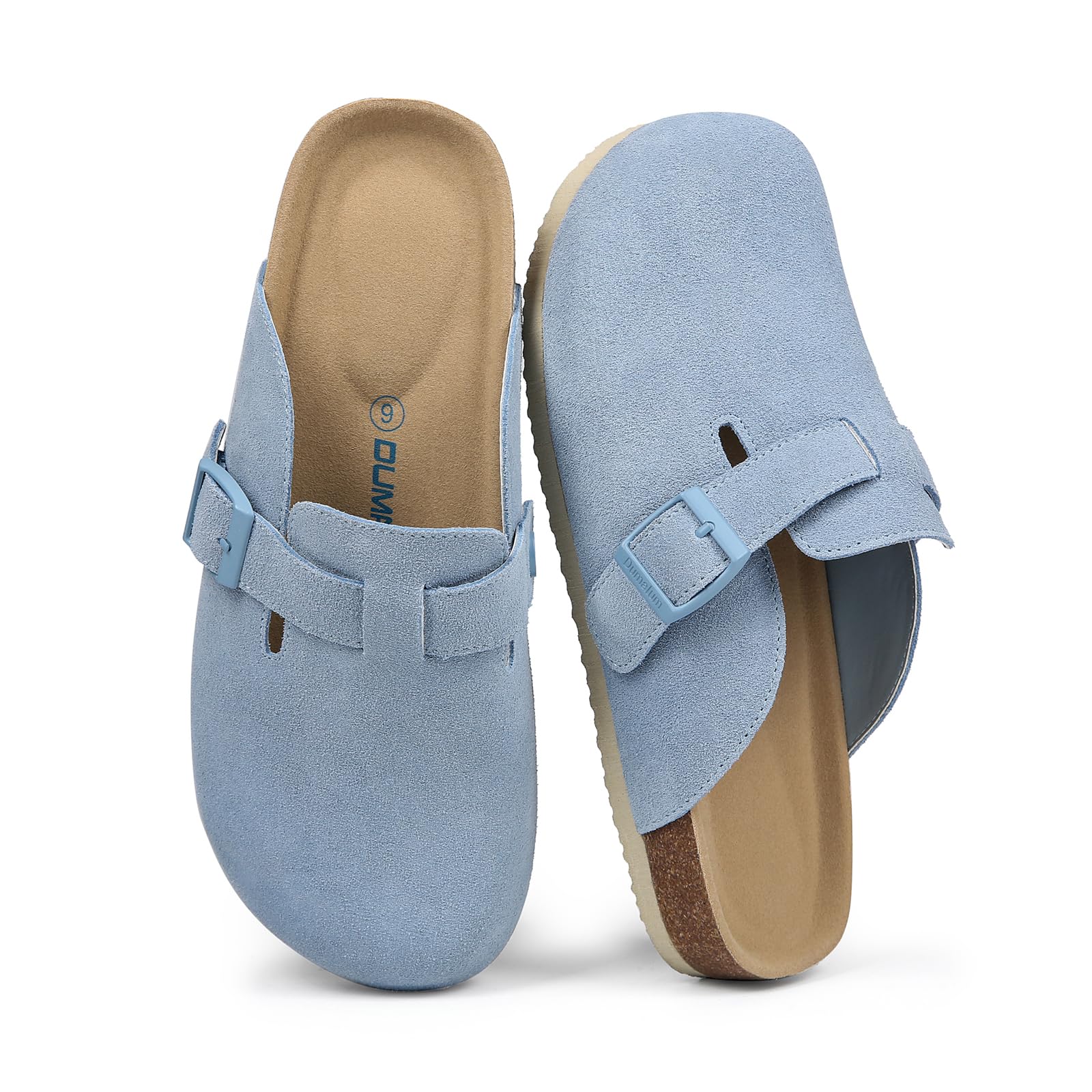 Women's Suede Clog Leather Mules Arch Support with Comfort Cork Footbed