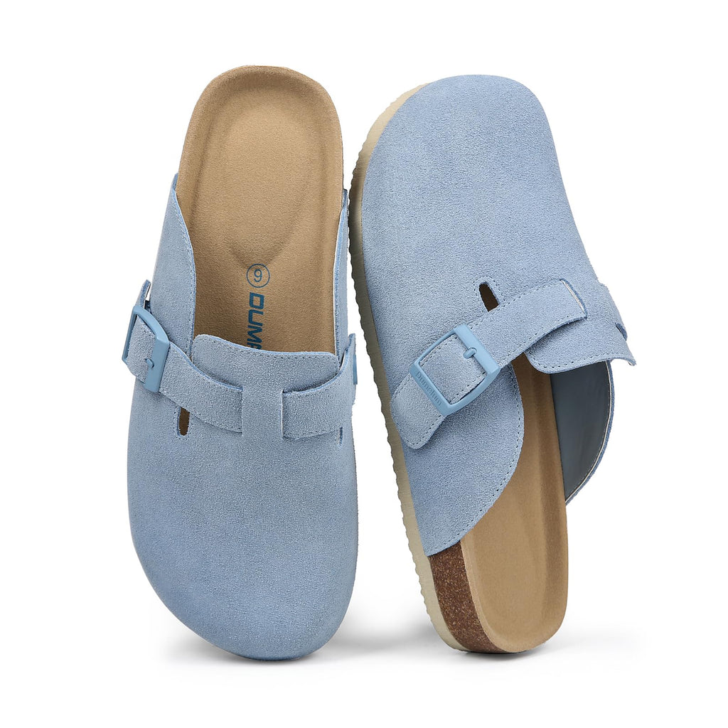 Women's Suede Clog Leather Mules Arch Support with Comfort Cork Footbed