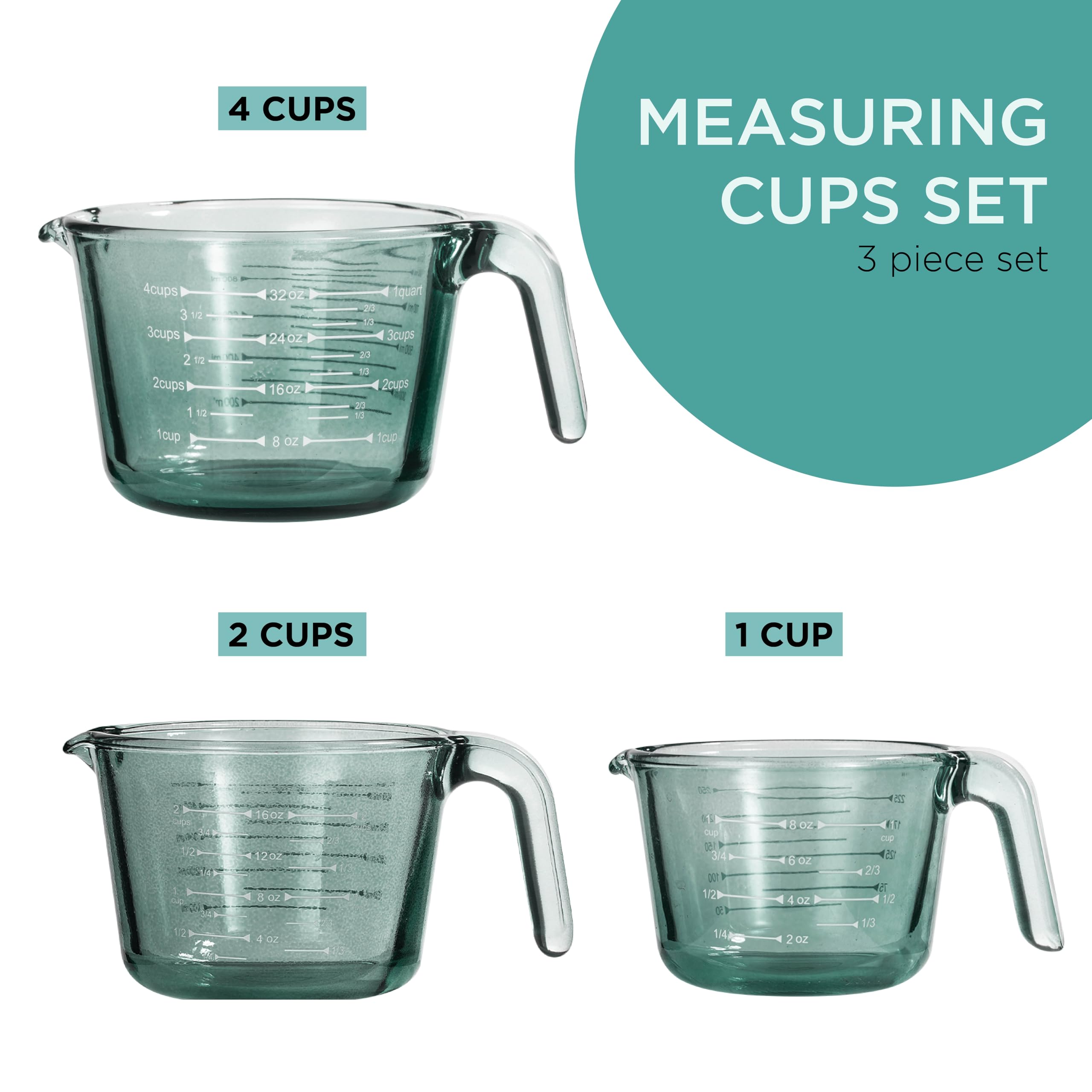 Glass Measuring Cups - Ideal for Cooking and Baking