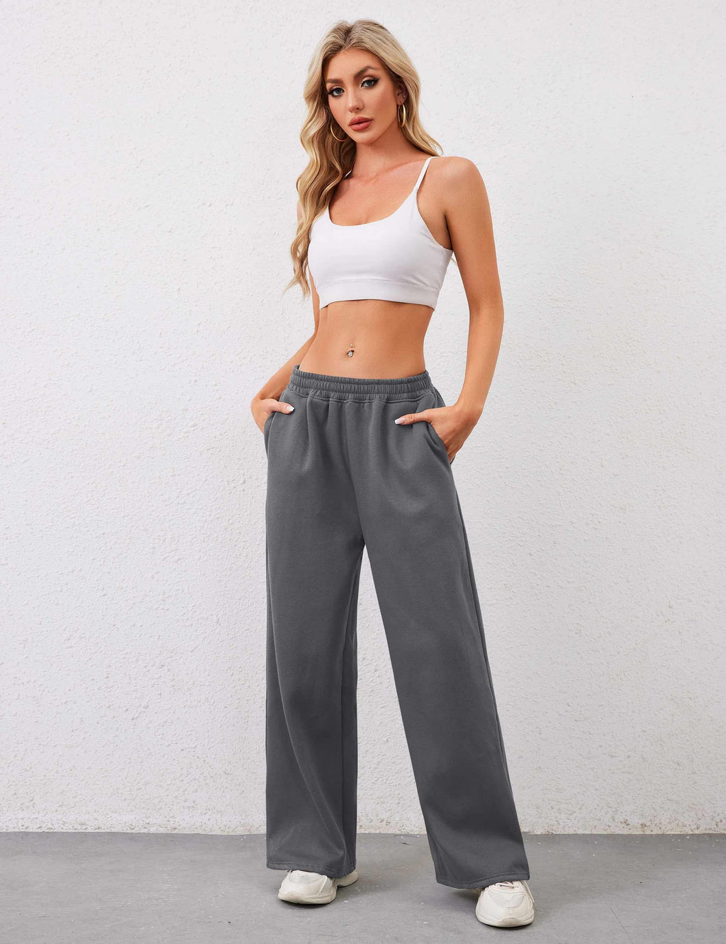 Women's Wide-Leg Sweatpants â€?Straight Leg, Graphic Bow Print, Elastic Waistband, Lounge Joggers with Pockets
