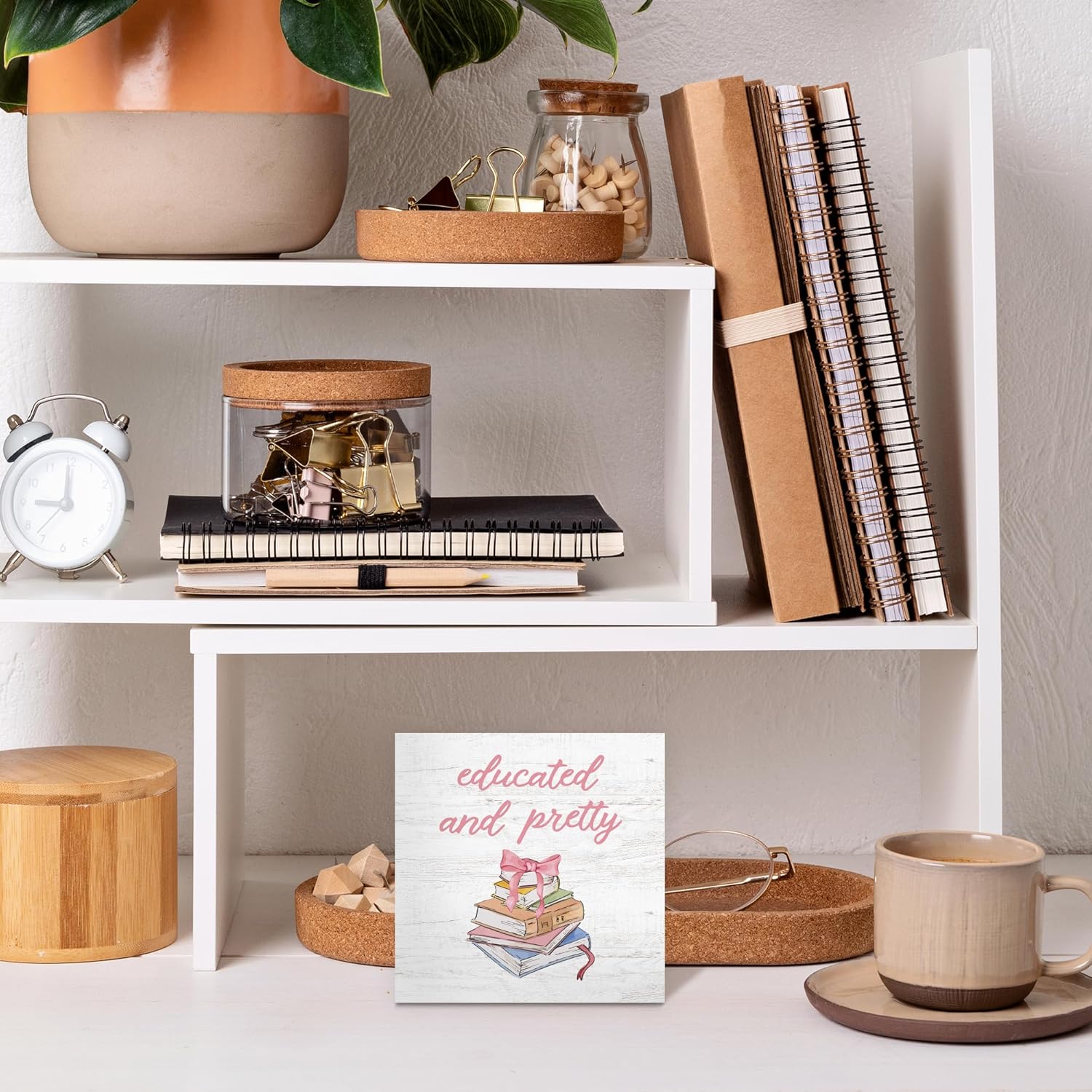 Coquette Preppy Pink Bow Books Wooden Box Sign, Book Lover Gifts, Wall Desk Shelf Tabletop Decoration