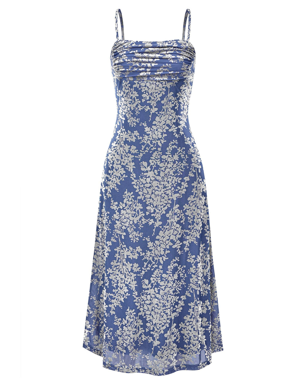 Women's Sleeveless Spaghetti Strap Midi Sexy Cowl Neck Floral Dress