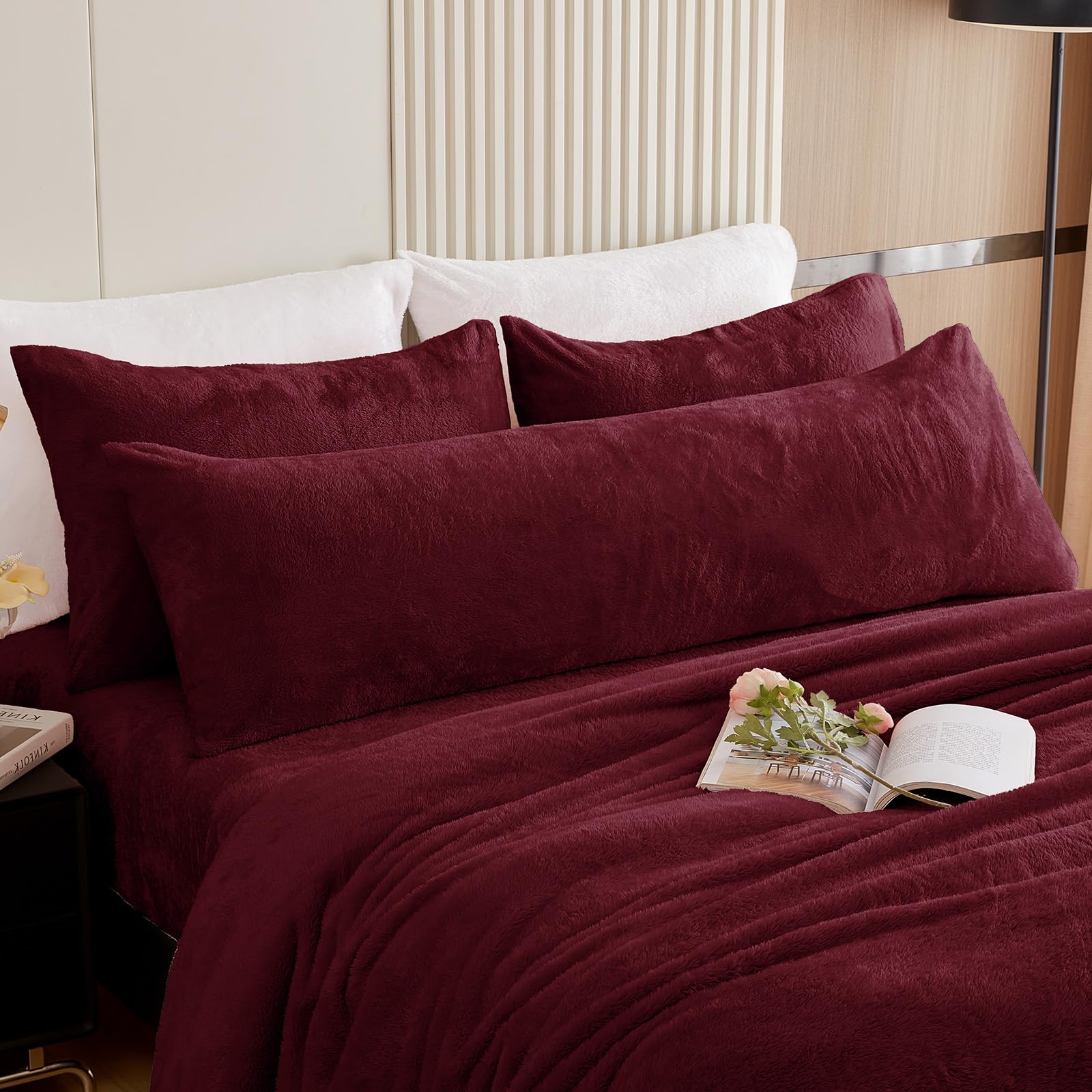 Faux Fur Pillow Cases Set of 2, Luxury Ultra Soft Fuzzy Pillowcases, Fluffy Plush Velvet Pillow Covers with Zipper, Cozy Warmth and No Shedding