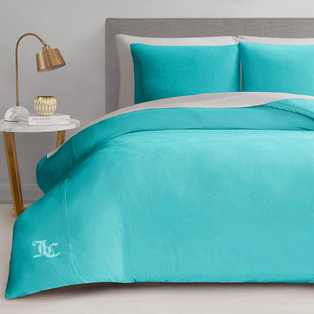 Juicy Couture Solid Velour 3-Piece King Comforter Set â€?Luxurious Bedding Ensemble