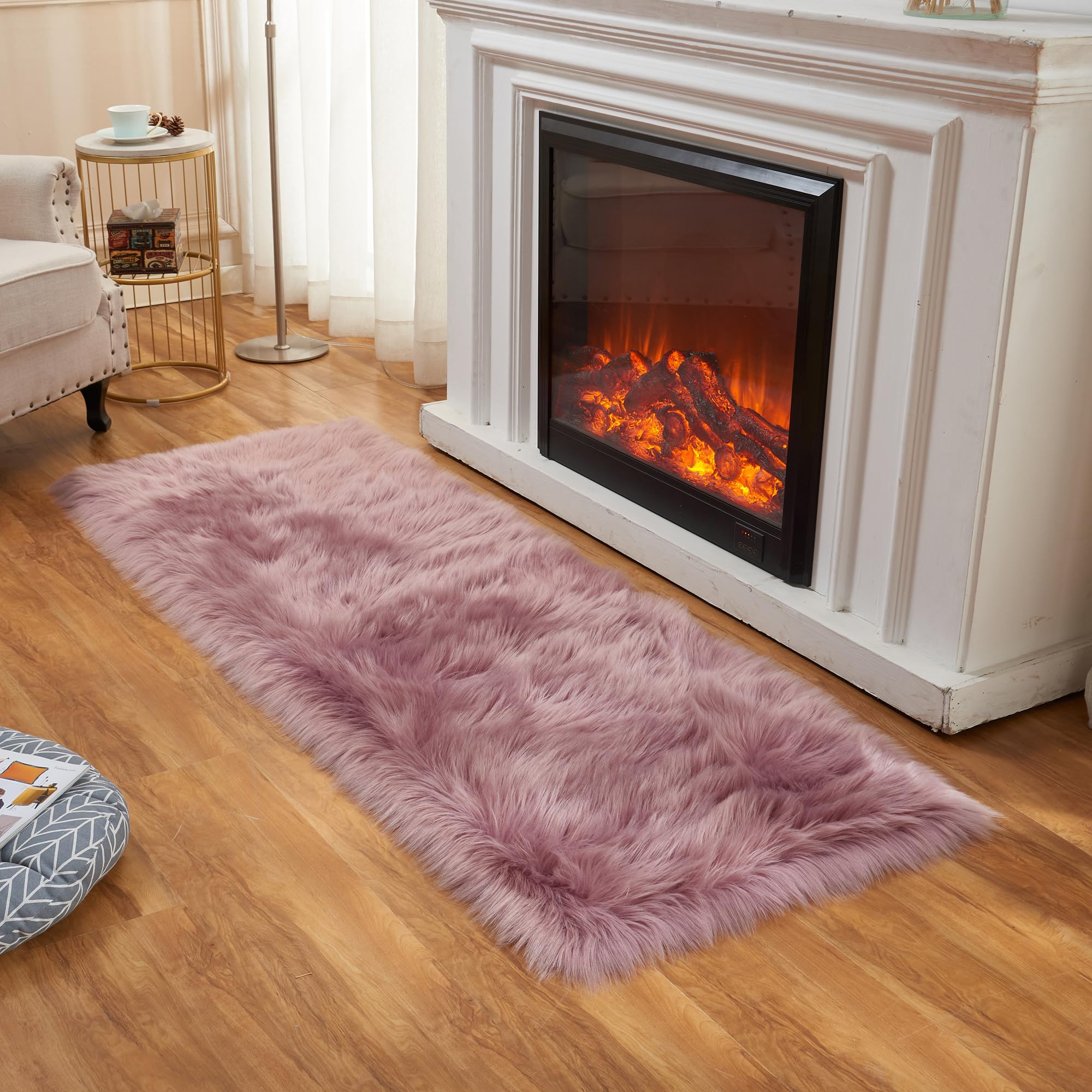 Ultra Soft Faux Fluffy/Fuzzy Shaggy Area Rug - Fur Chair Cover Seat Pad