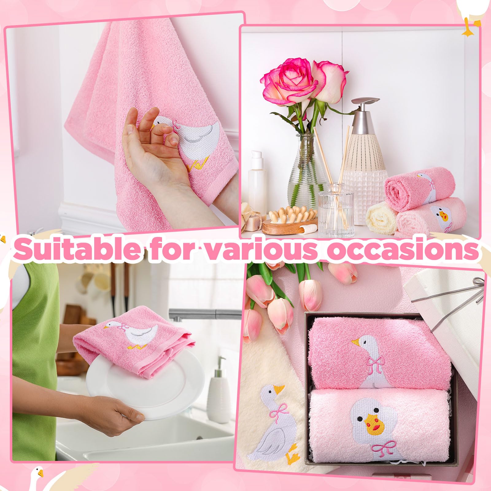 Hand Towels Embroidered Decorative Towel 100% Cotton Soft Absorbent Kitchen Facecloth Preppy Bathroom Decor 13.7 x 29.5''