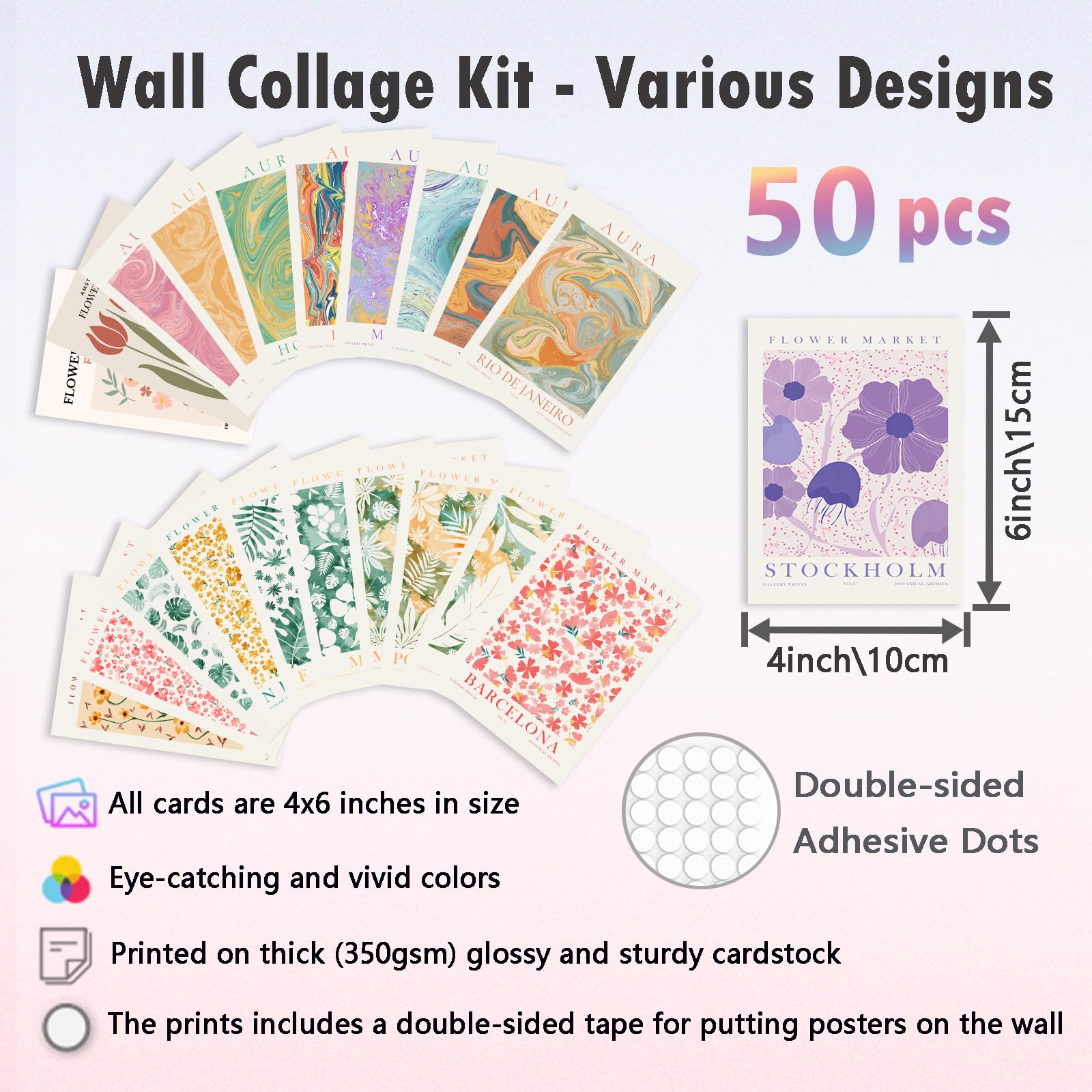 Coquette Room Decor Aesthetic Pictures 50 PCS - Coquette Wall Art Prints 4"x6", Trendy Cute Wall Decor