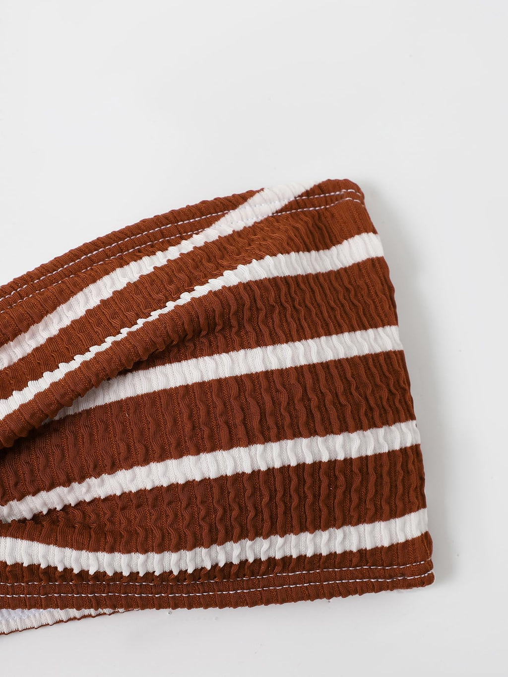 Women's 2 Piece Strapless Swimsuit Striped Bandeau High Waisted Thong Bikini Set Bathing Suit